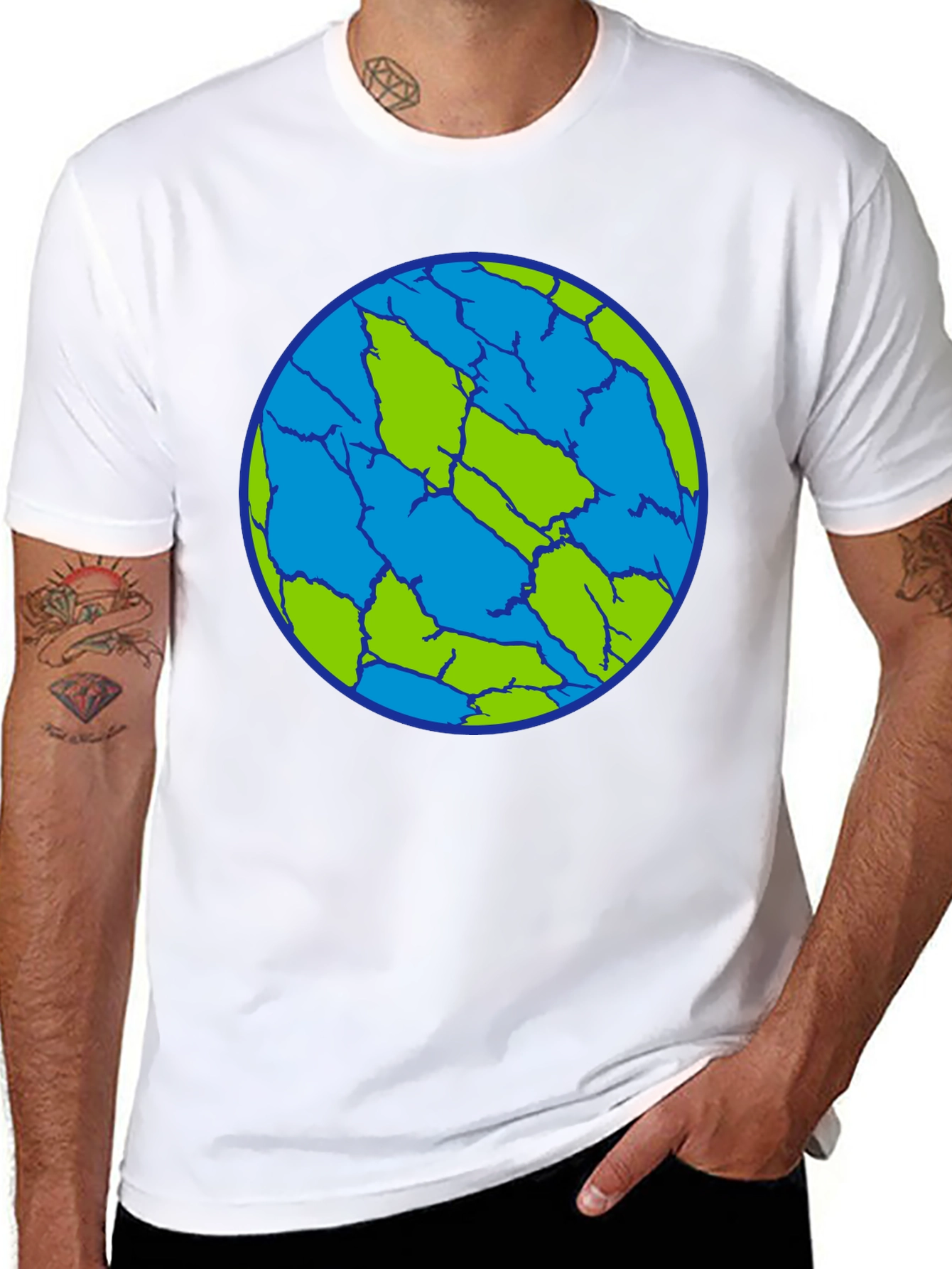 Black Cracked Earth T-Shirt - Unique Planet Design view 8