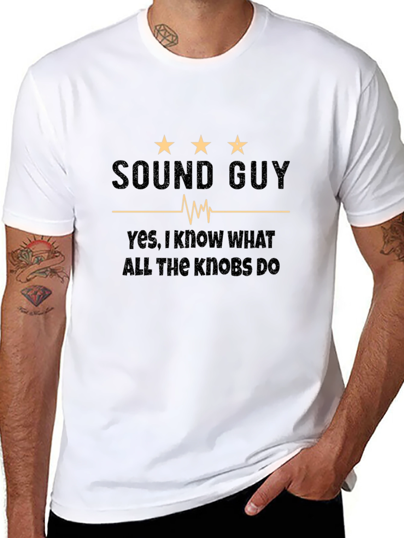 Black Sound Guy T-Shirt - I Know What All The Knobs Do! view 8