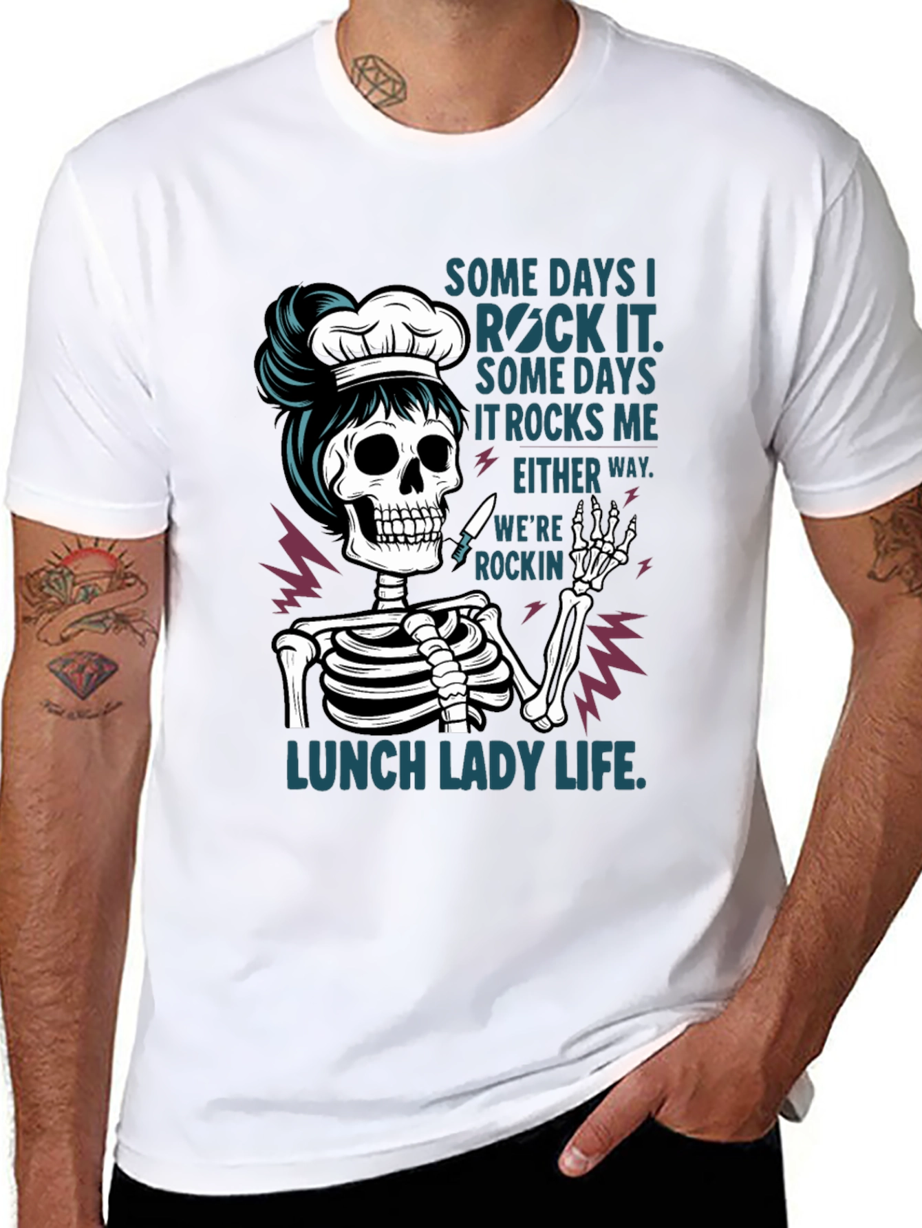 Black Lunch Lady Skeleton T-Shirt - Rockin' Life Tee view 8
