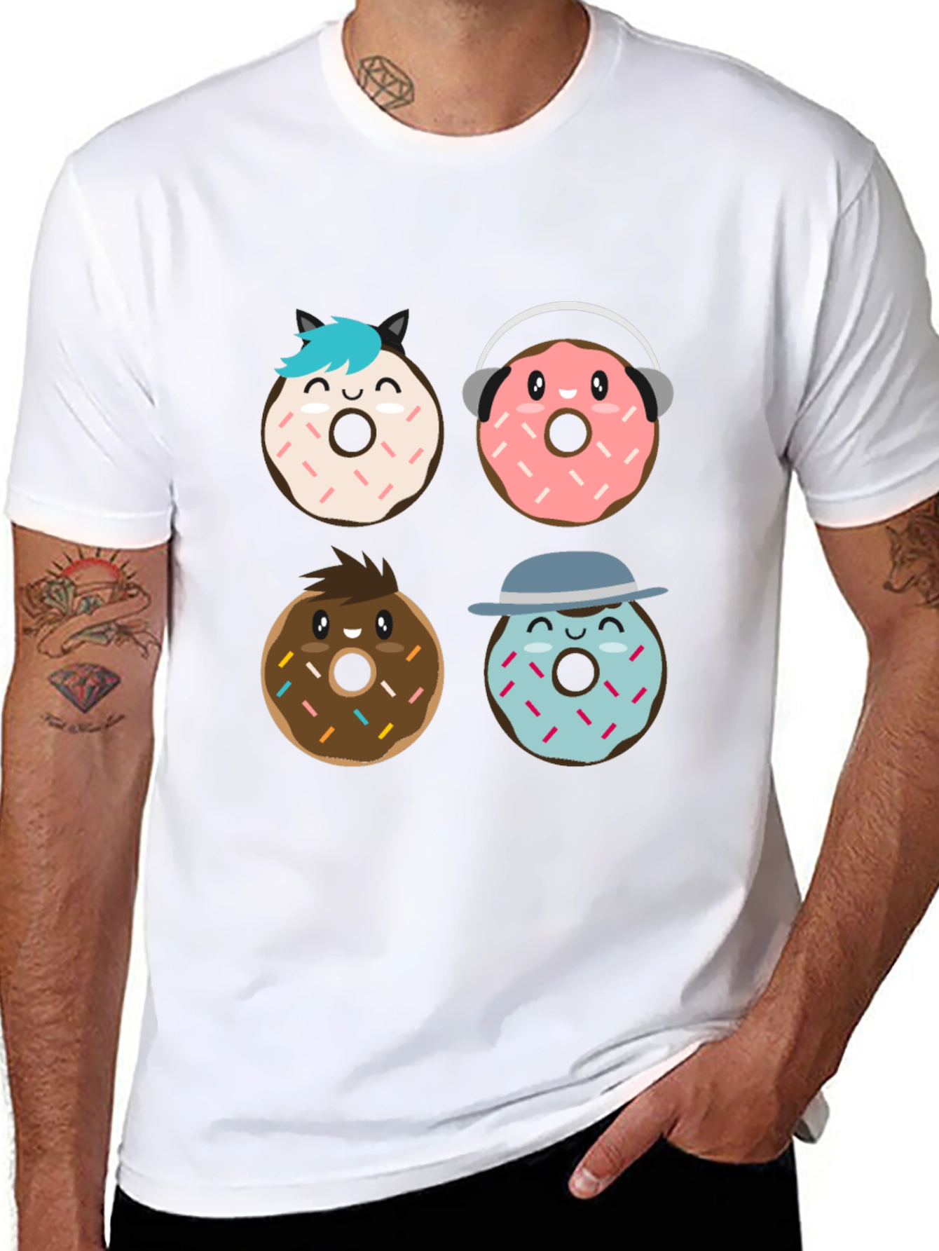 Black Donut Cartoon Graphic Black T-Shirt view 8