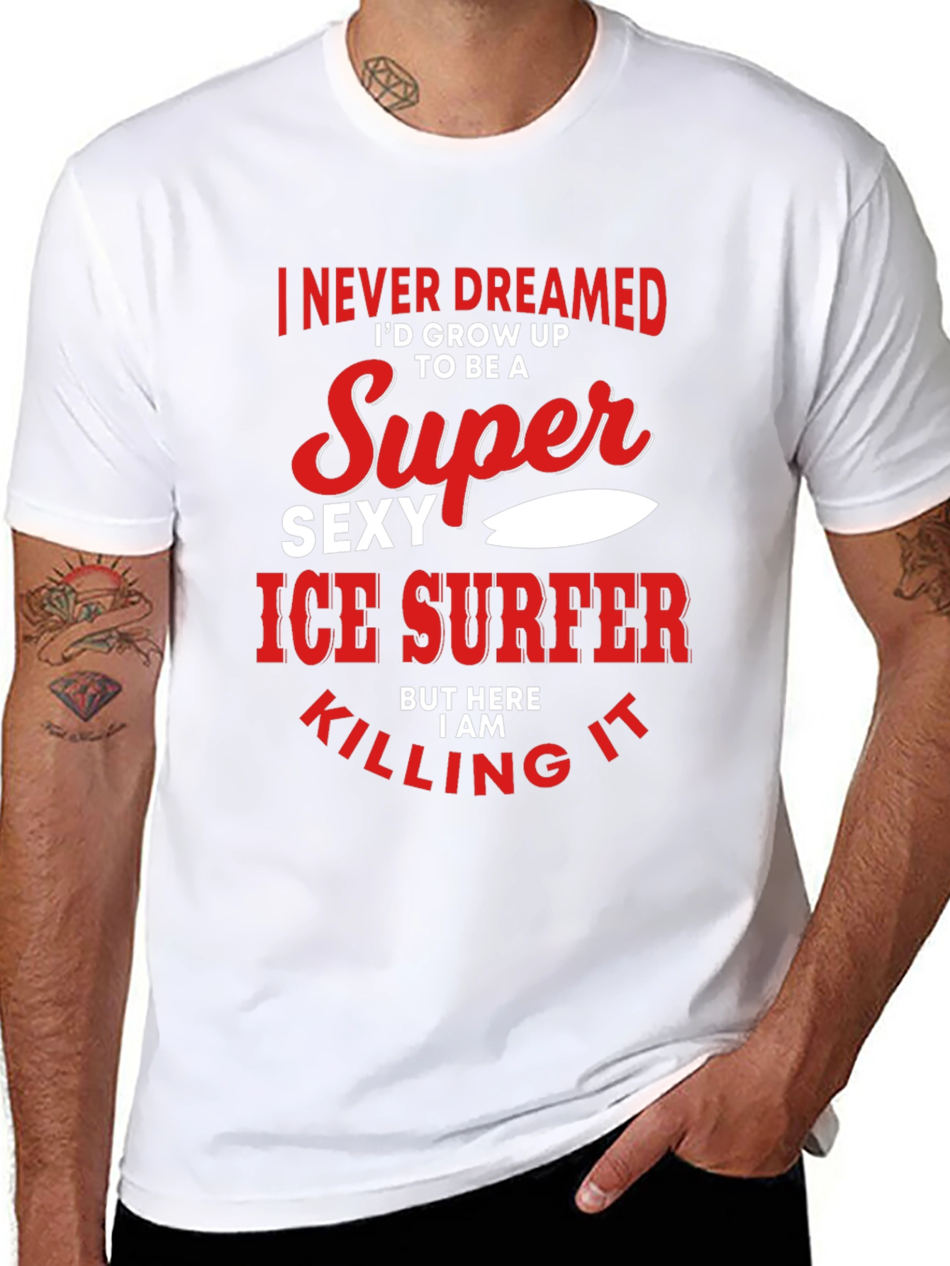 Black Super Sexy Ice Surfer Graphic T-Shirt view 8