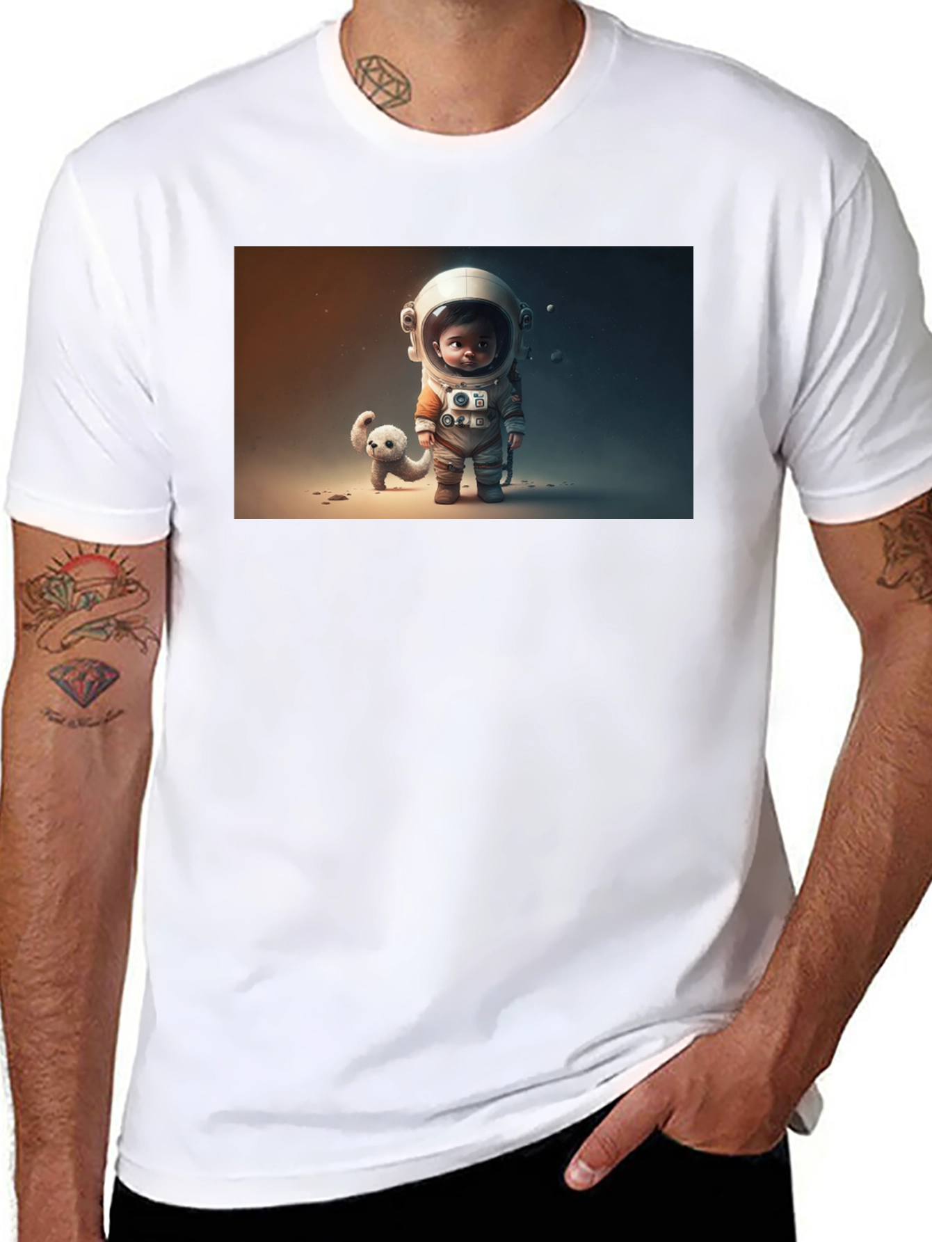 Black Astronaut & Friend Graphic Tee - Black view 8