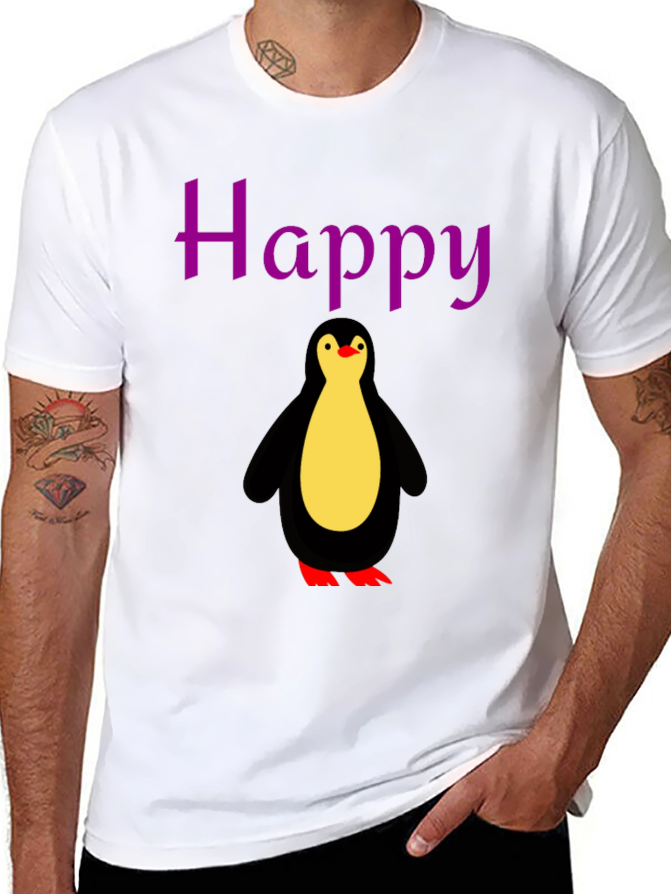 Black Happy Penguin Graphic Tee - Black view 8