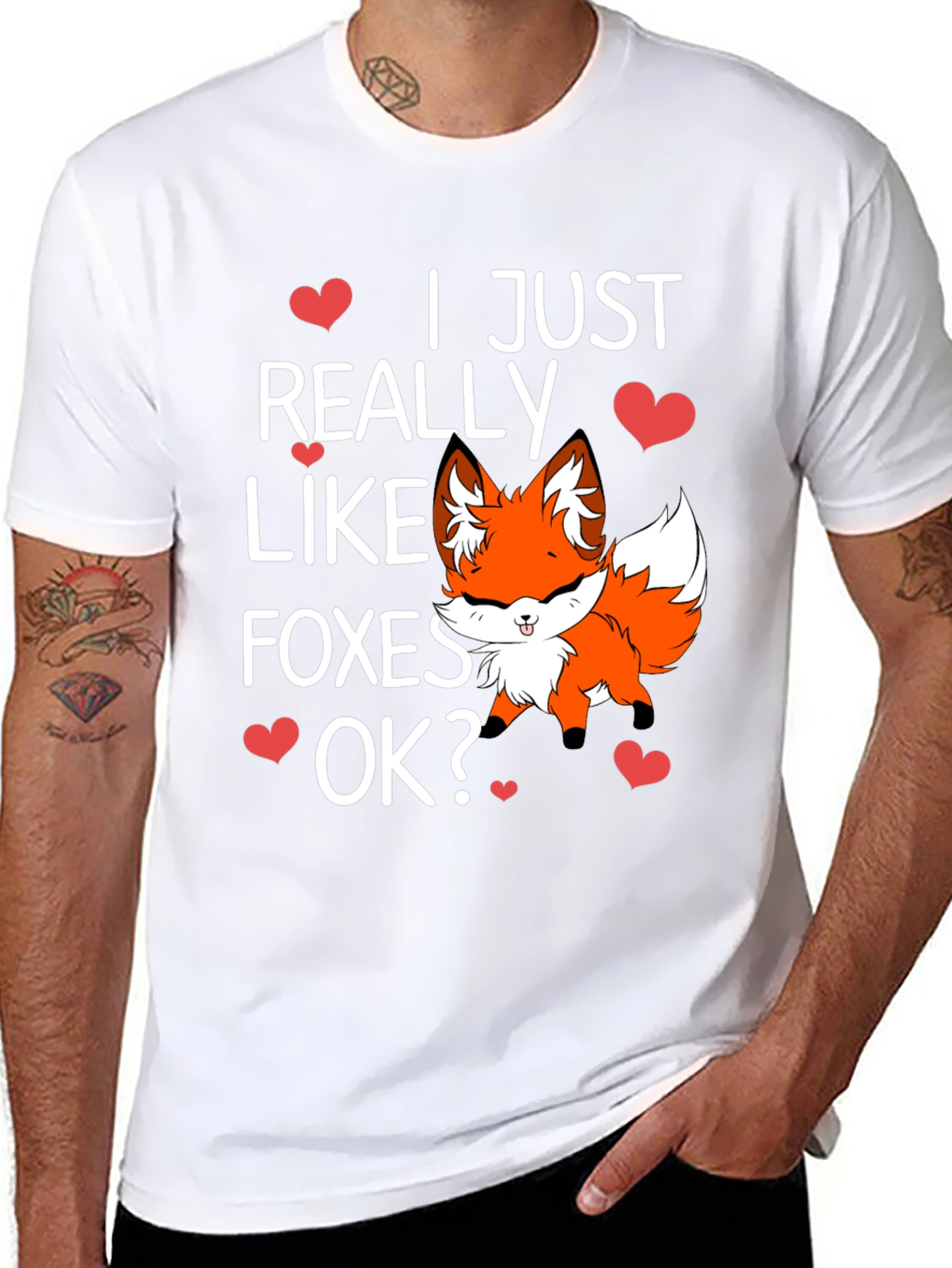 Black Cute Fox Lover T-Shirt - I Just Really Like Foxes OK? view 8