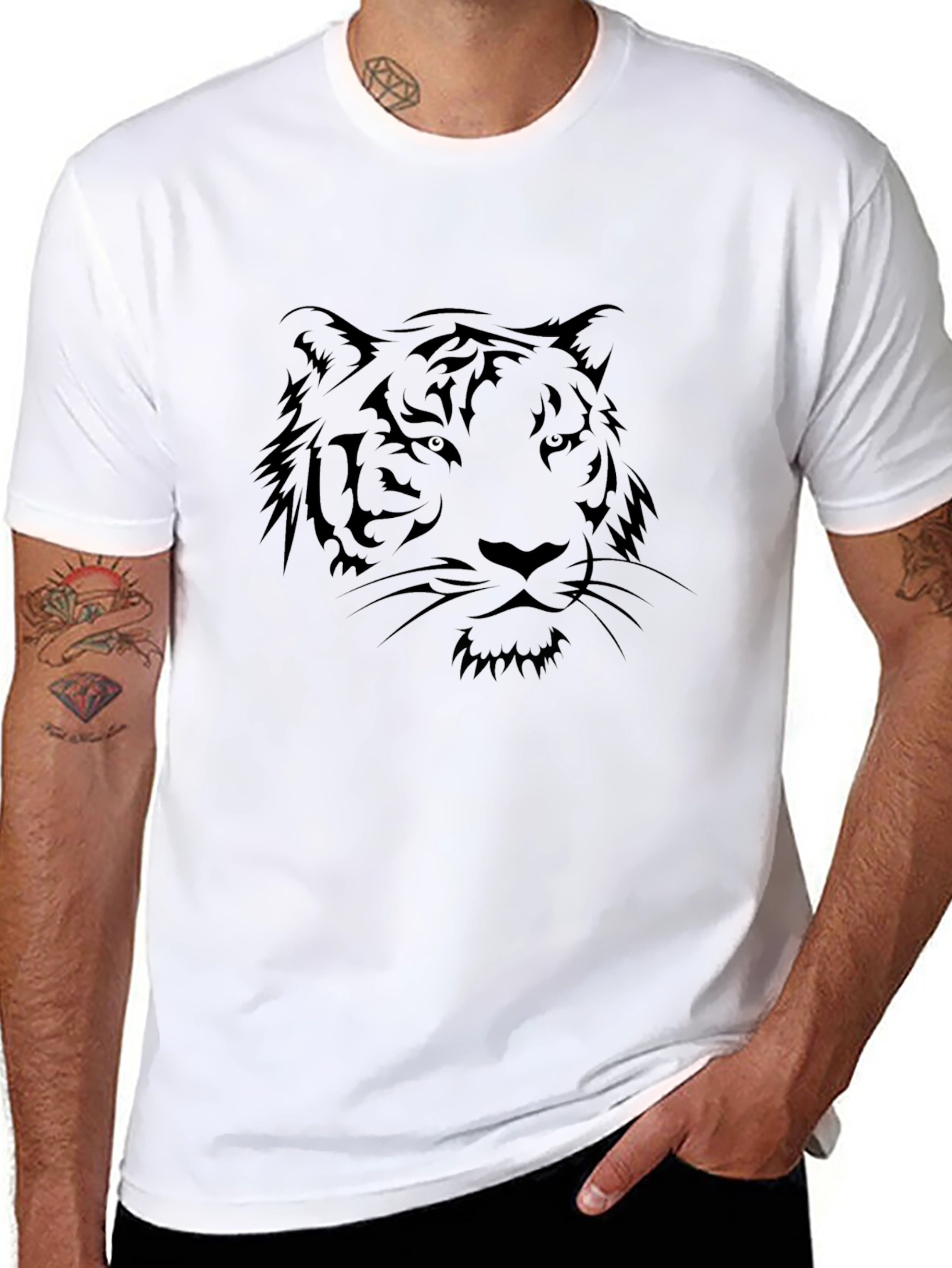 Black Tiger Graphic Tee - Cool Men's Black T-Shirt view 8
