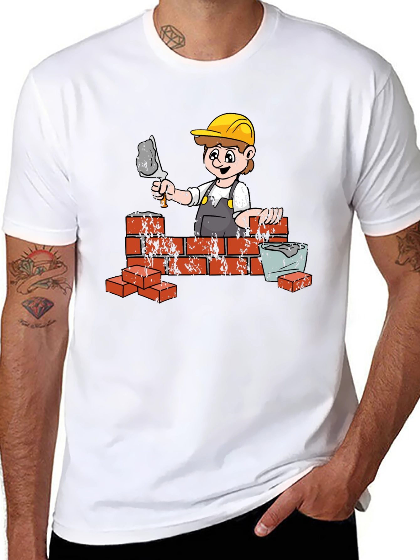 Black Construction Worker Graphic Tee view 8