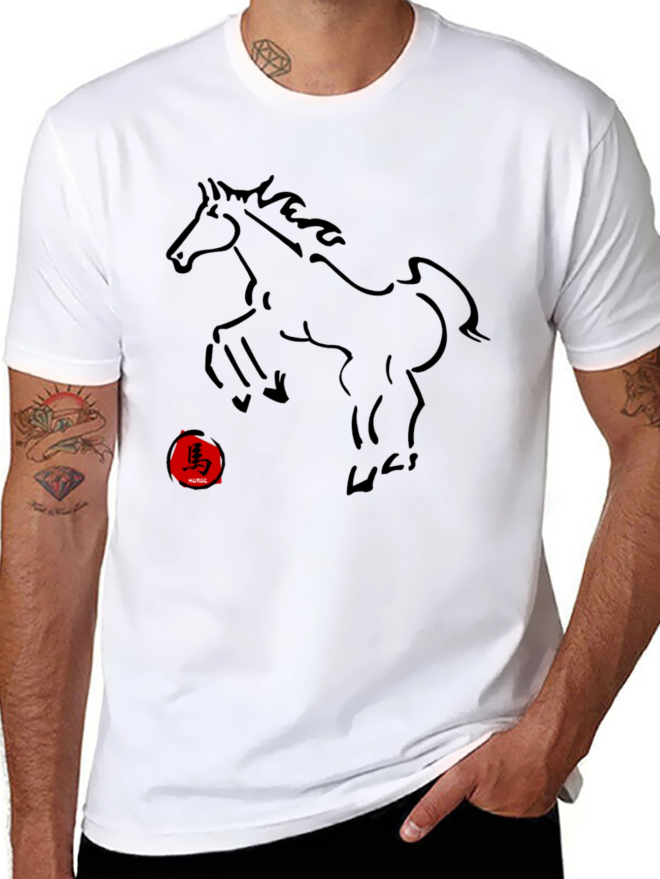 Black Black Horse Graphic Tee - Year of the Horse Design view 8
