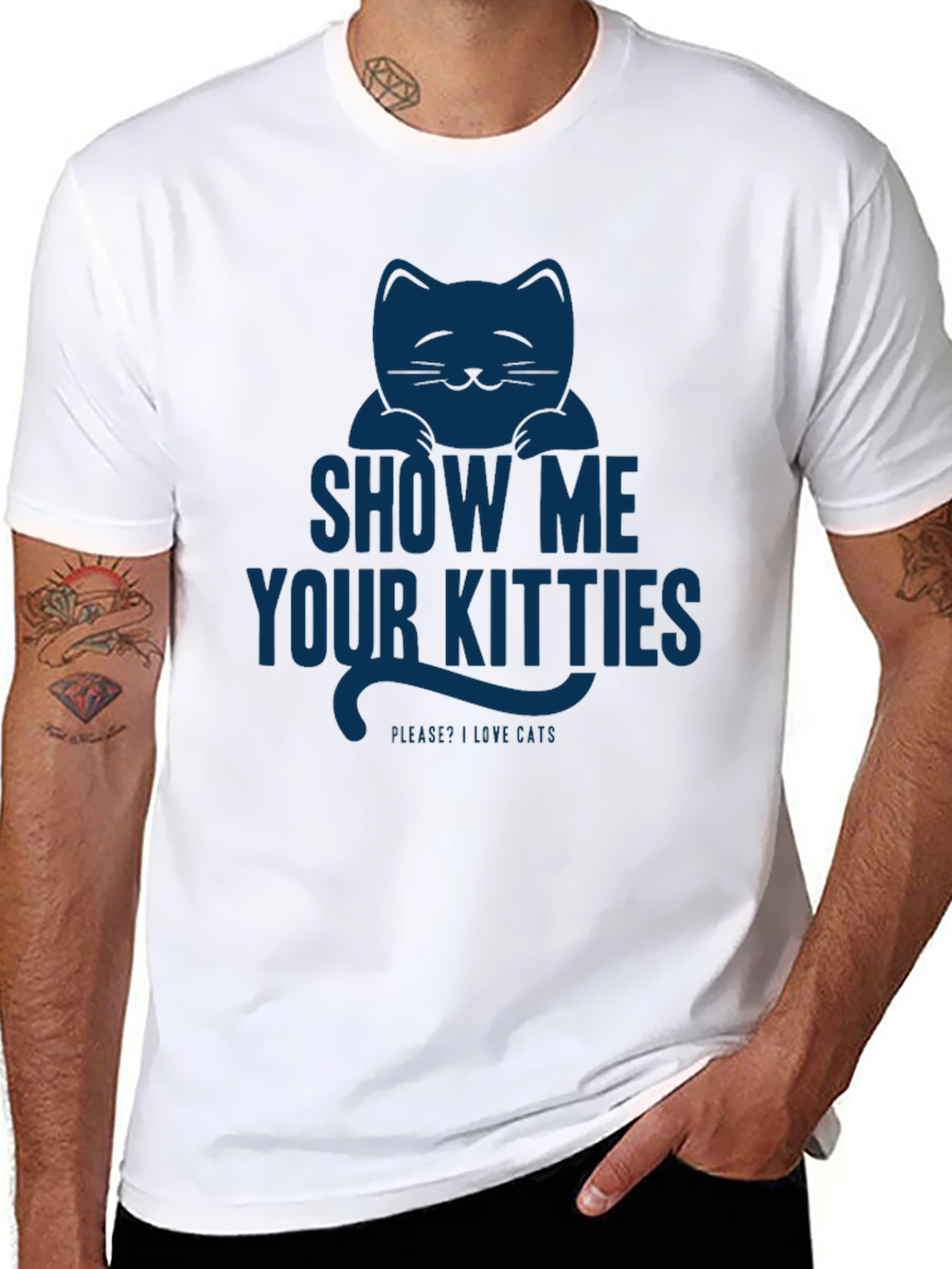 Black Show Me Your Kitties T-Shirt - Funny Cat Lover Tee view 8