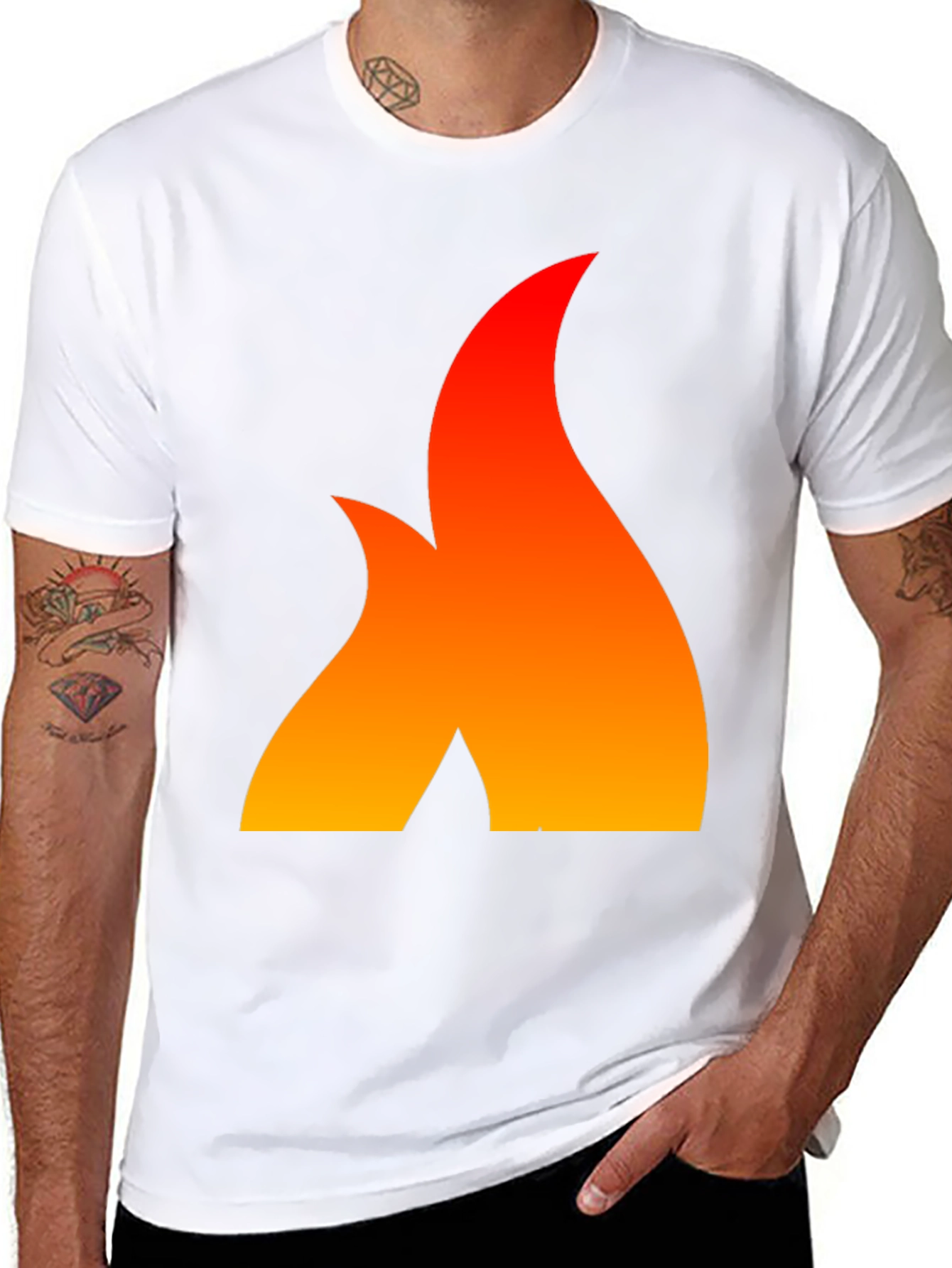 Black Fiery Flame Graphic Tee - Bold Statement Shirt view 8