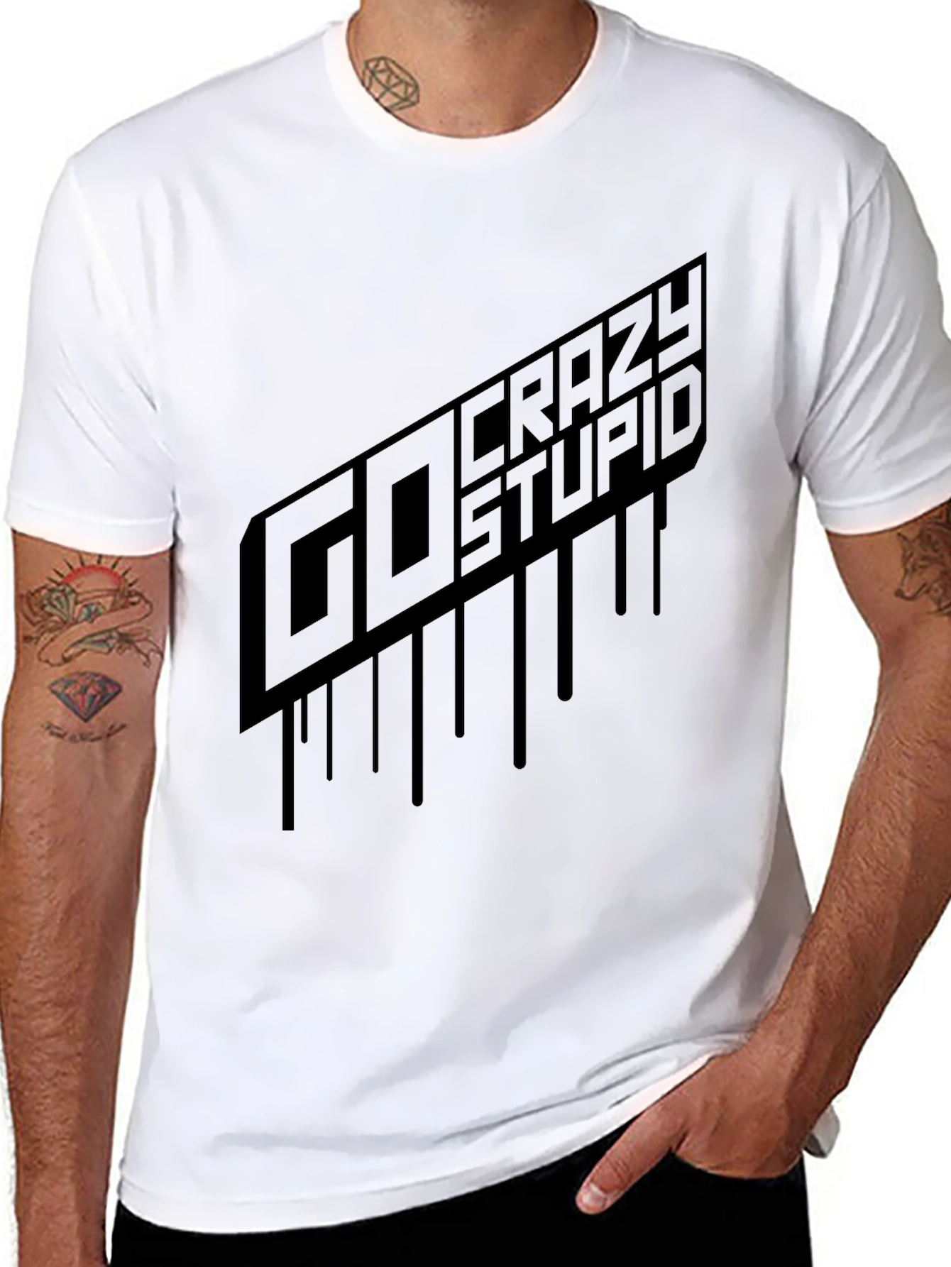Black Go Crazy Stupid Graphic Tee - Black view 8