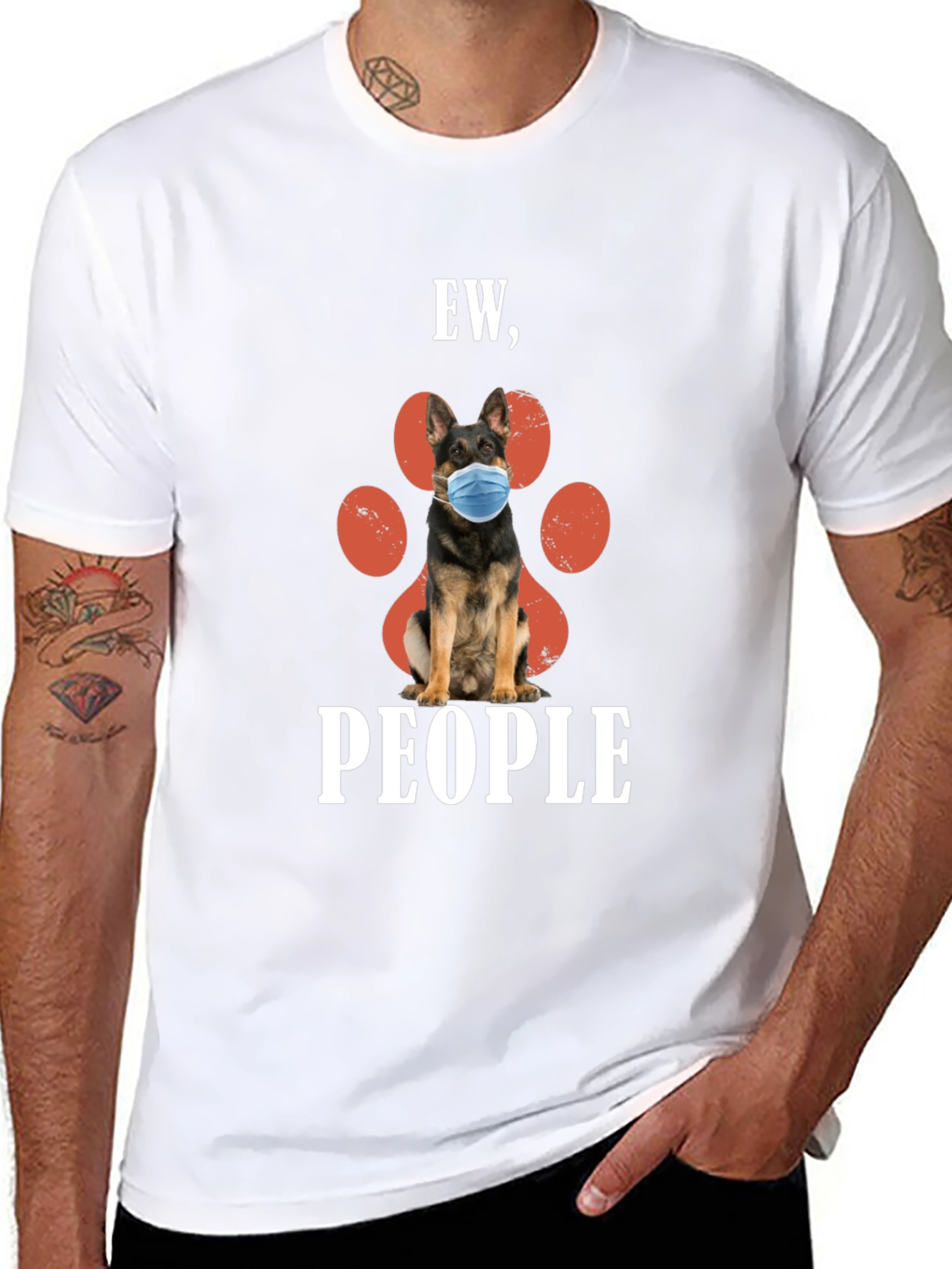 Black Ew, People Dog Paw Print T-Shirt view 8