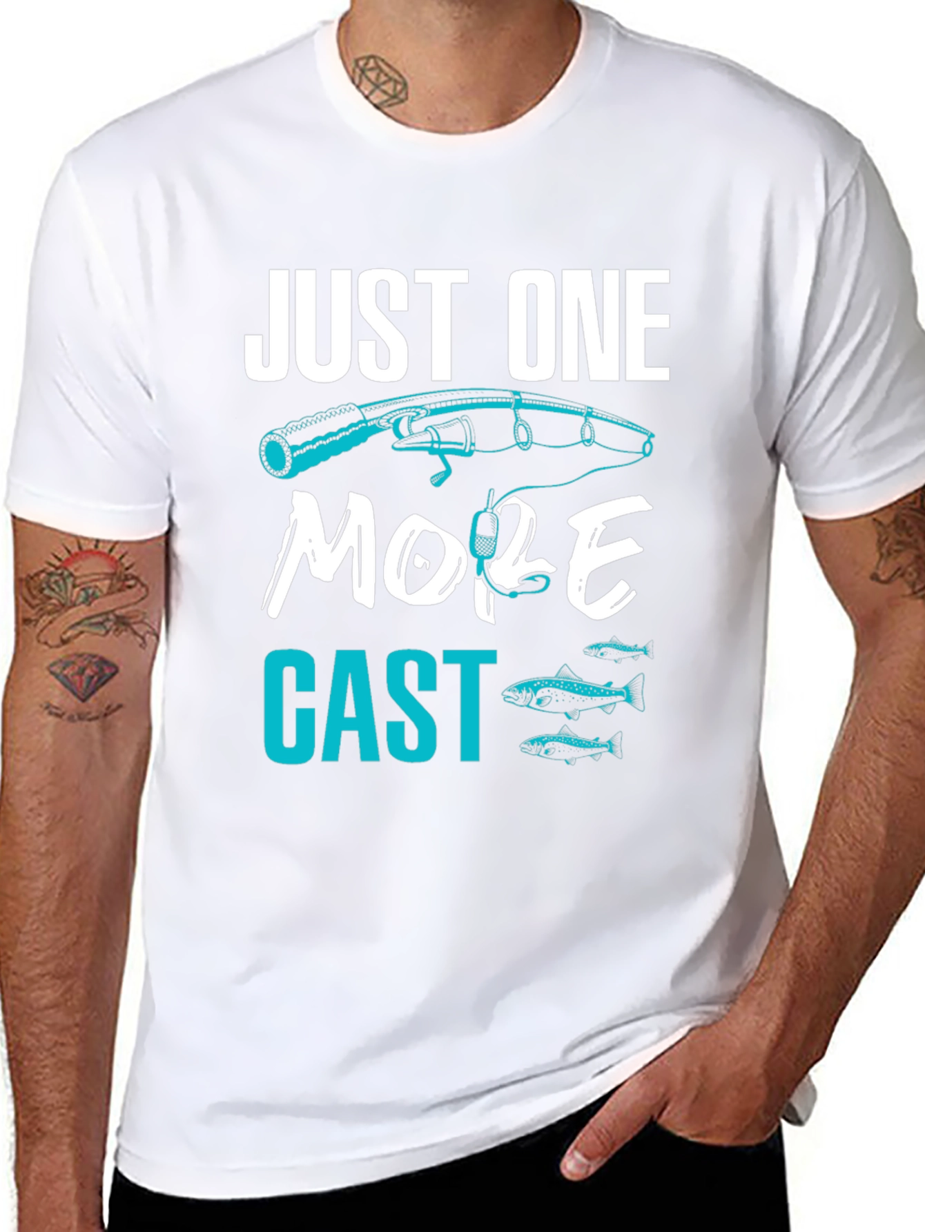 Black Just One More Cast Fishing T-Shirt view 8