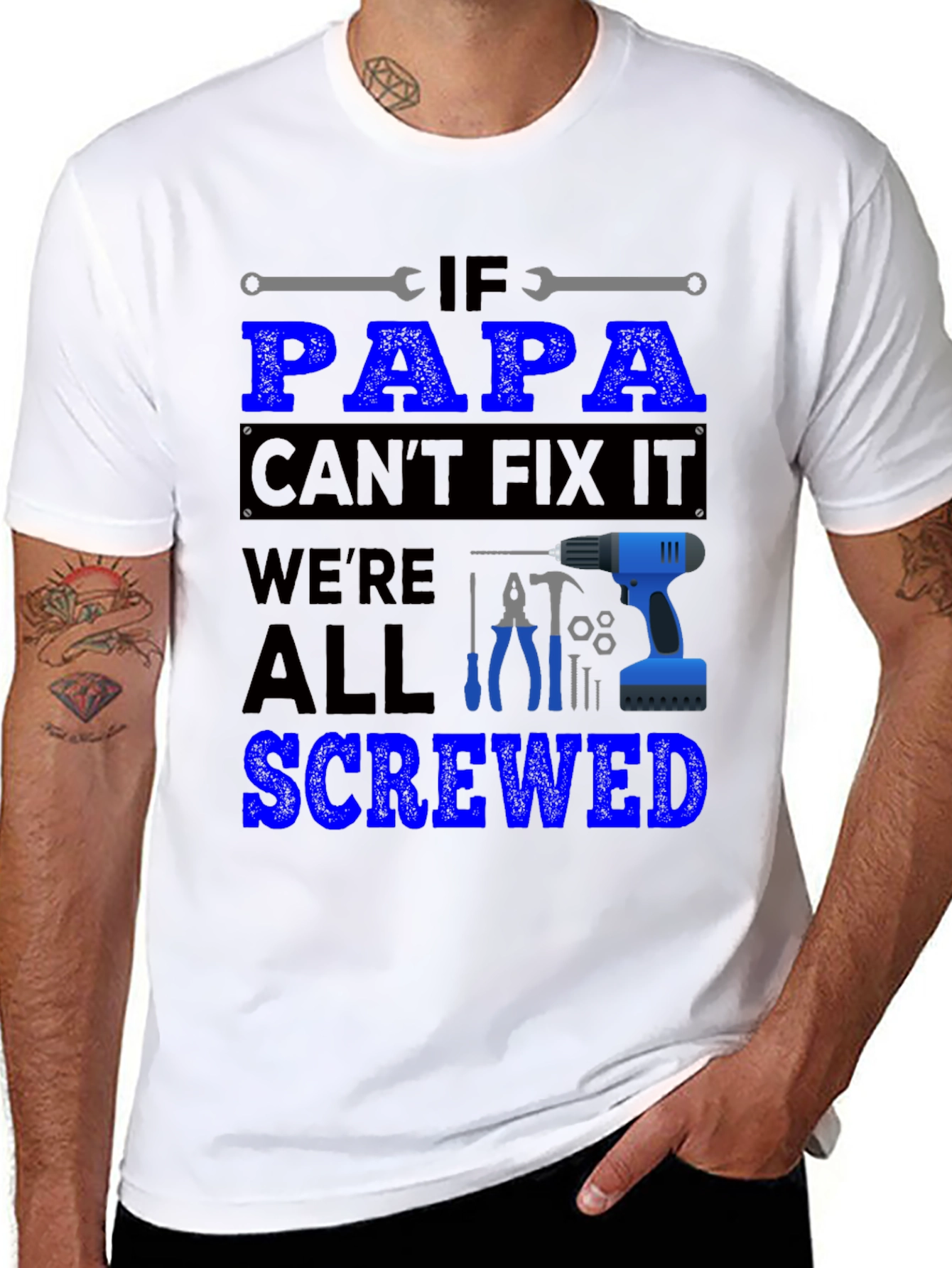 Black Papa Can Fix It T-Shirt view 8