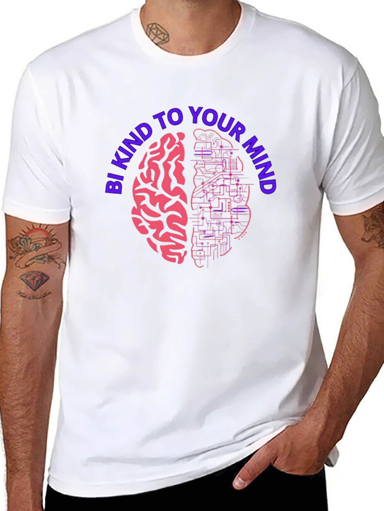 Black Be Kind To Your Mind Graphic Tee - Brain Circuit Design view 8