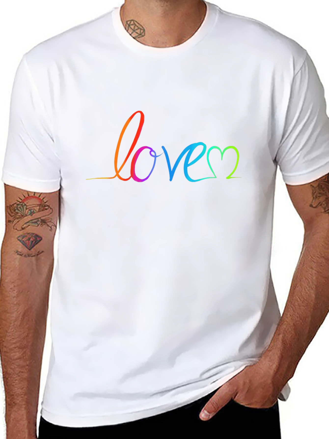Black Rainbow Love Script Black T-Shirt view 8