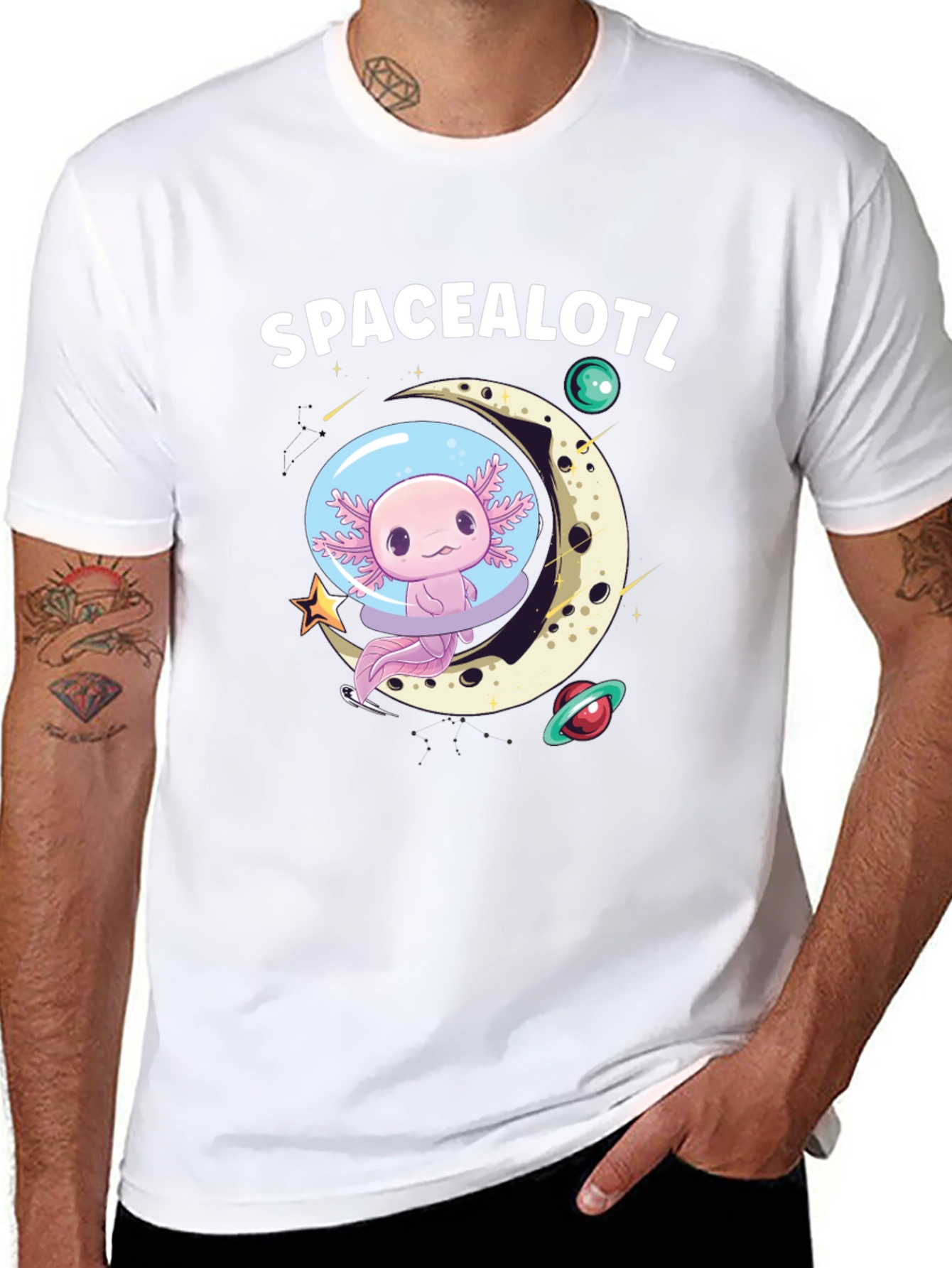 Black Space Axolotl T-Shirt - Unisex view 8