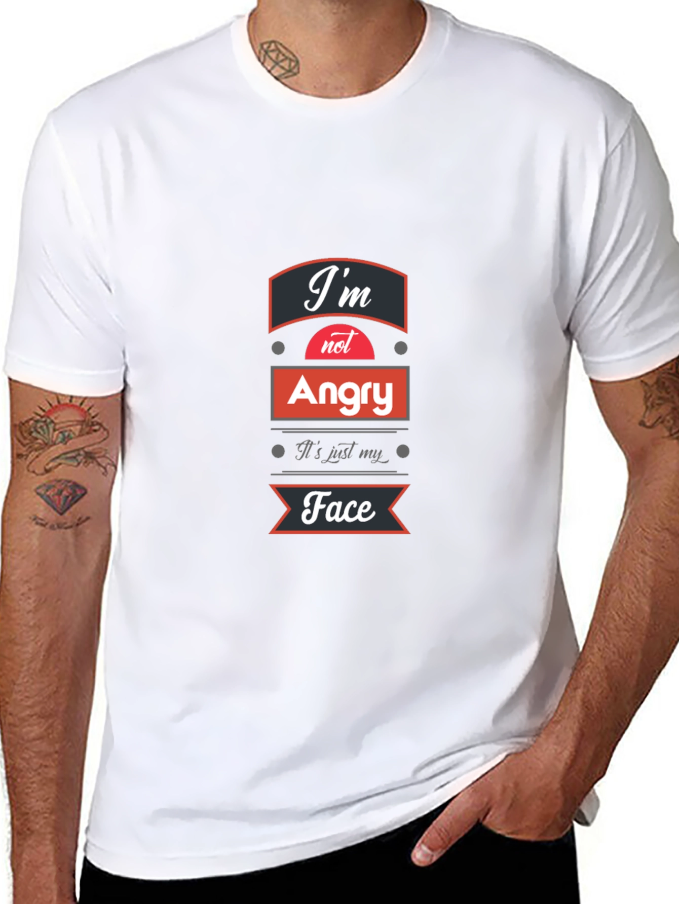 Black Funny Graphic Tee: I'm Not Angry, It's Just My Face T-Shirt view 8