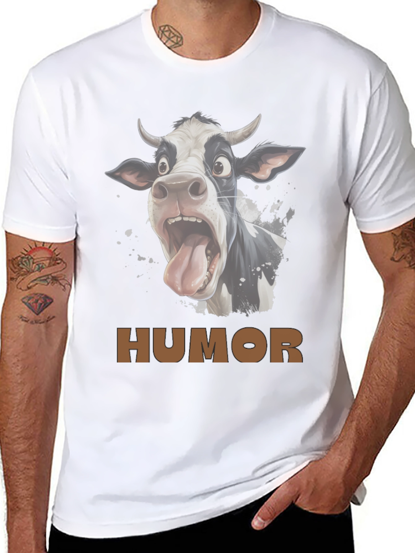 Black Humorous Cow Graphic T-Shirt - Black view 8