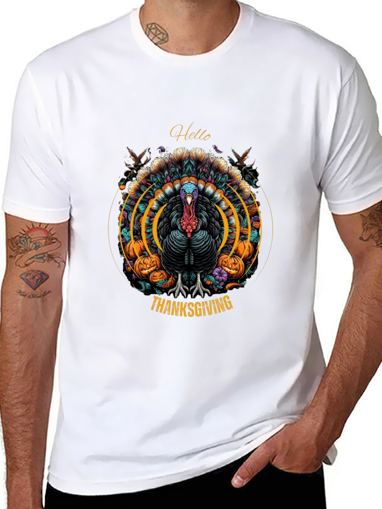 Black Thanksgiving Turkey Graphic Tee view 8