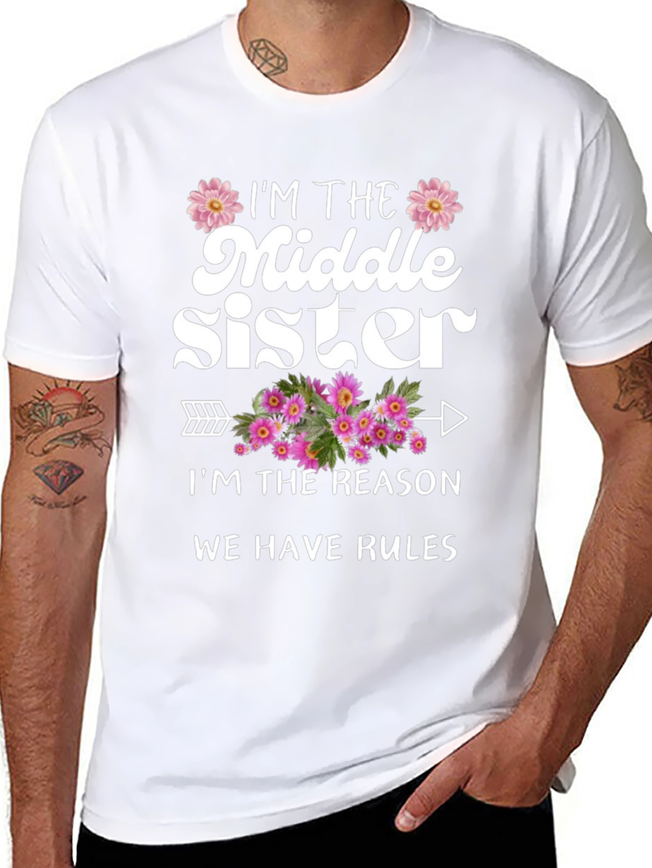Black Middle Sister T-Shirt - Reason We Have Rules view 8
