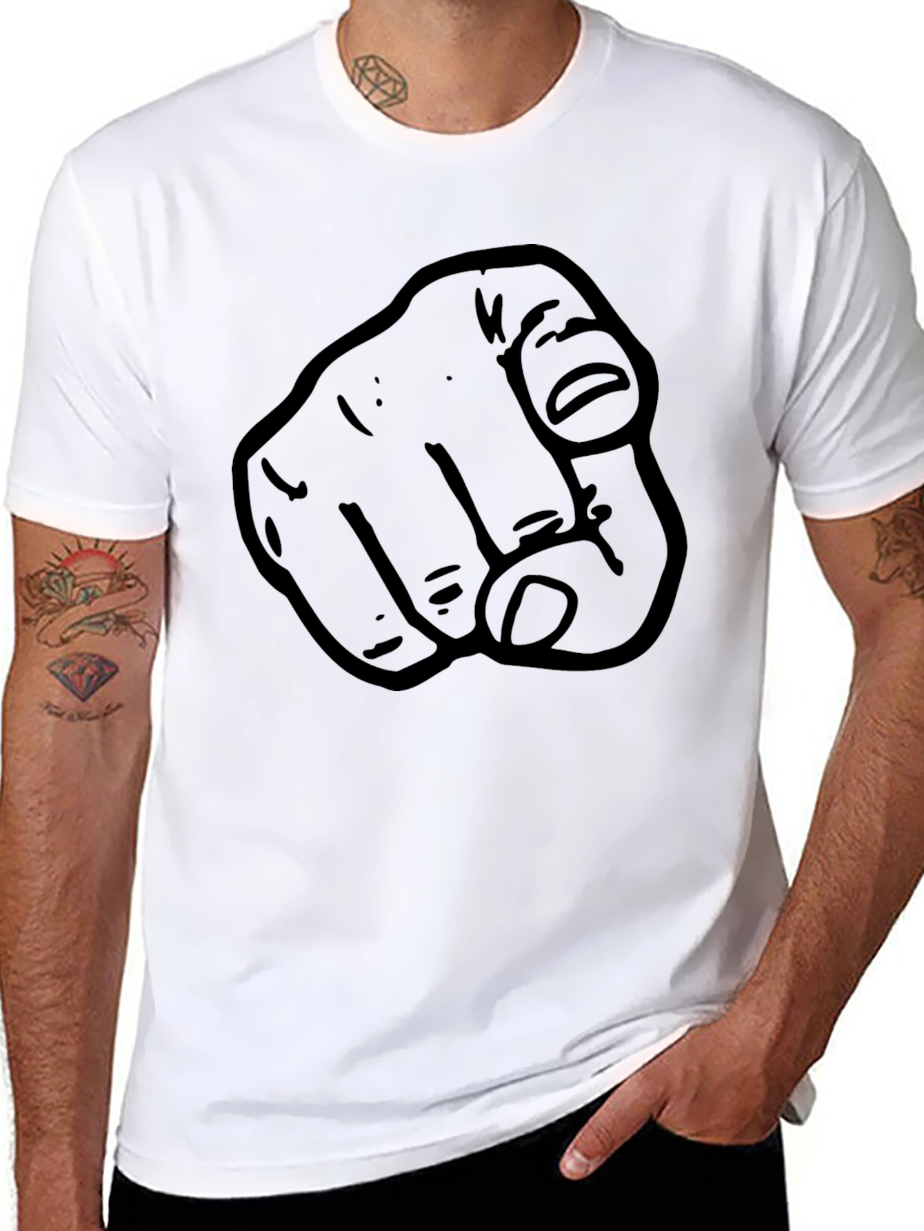 Black Pointing Finger Graphic Tee - Black view 8