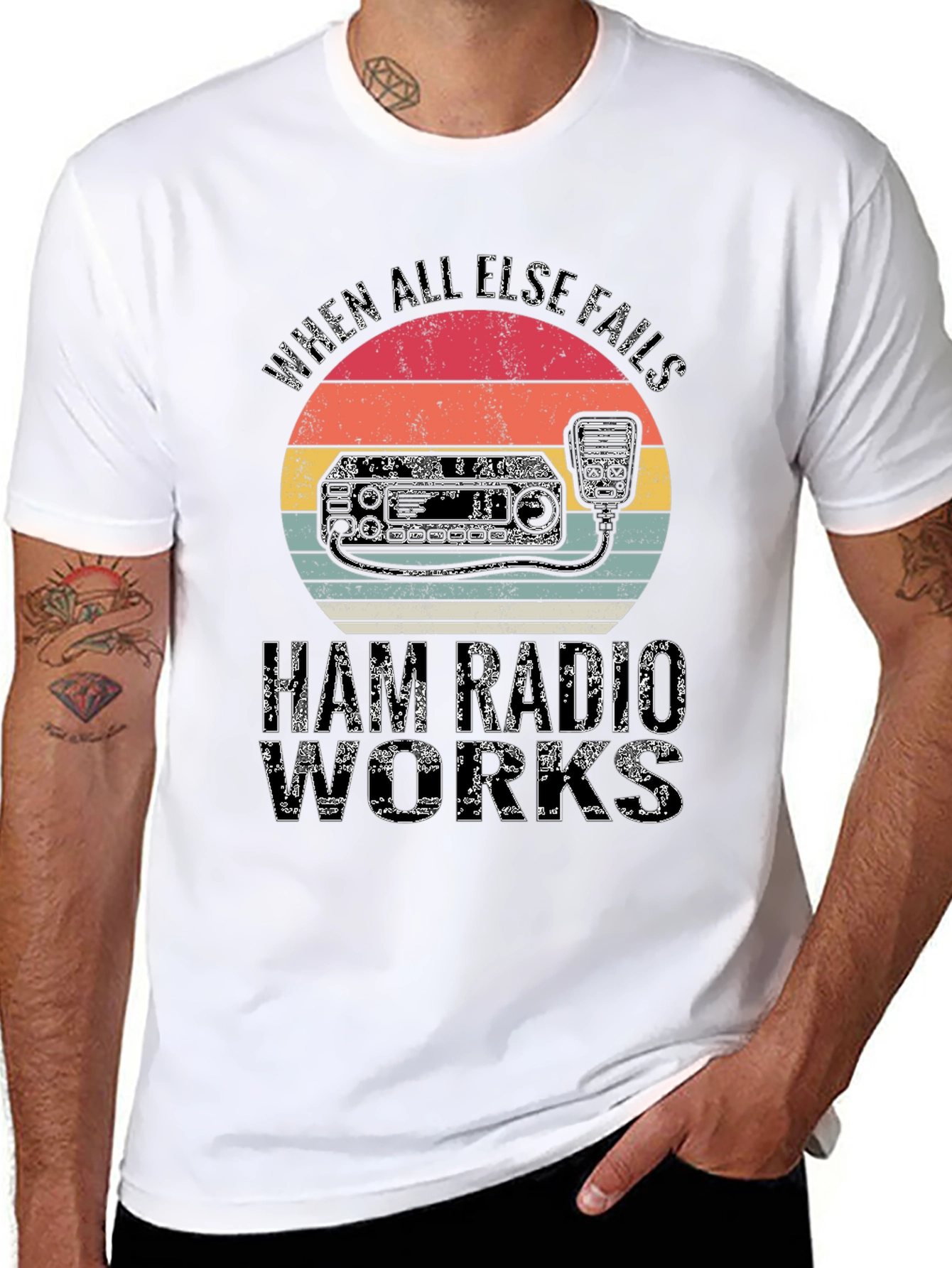 Black Ham Radio T-Shirt - When All Else Fails Ham Radio Works view 8