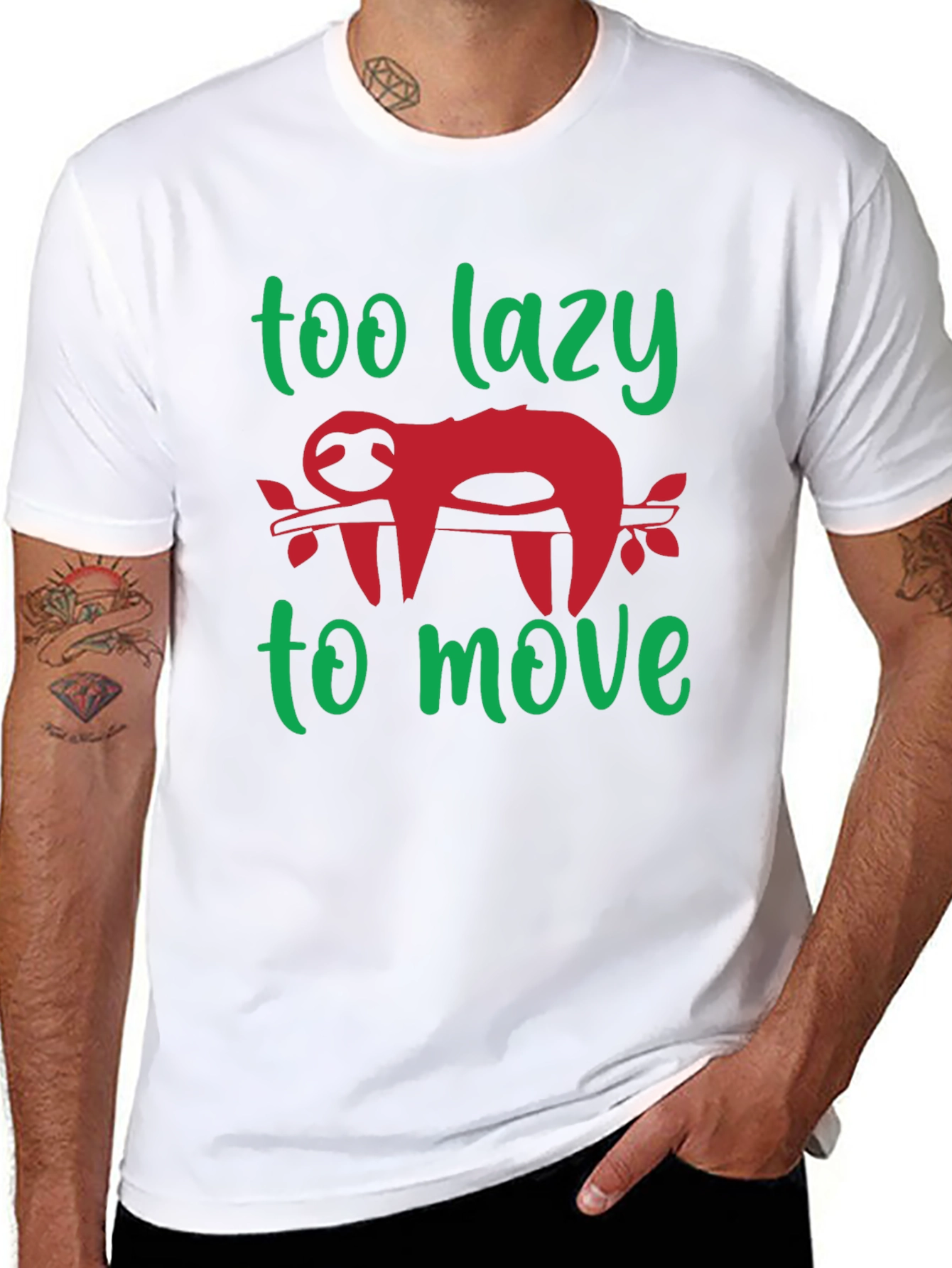 Black Too Lazy to Move Sloth Graphic Tee view 8