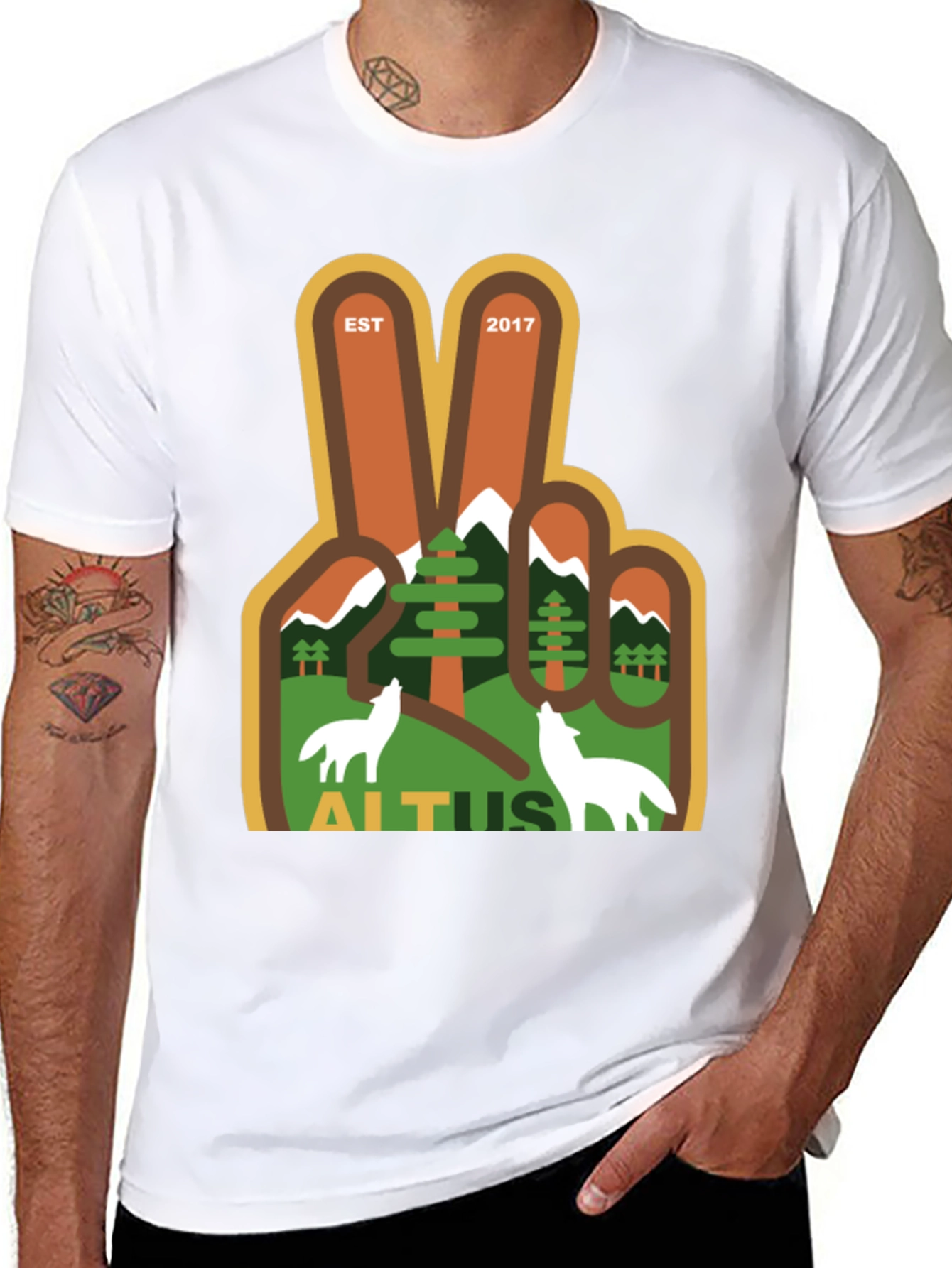 Black Altus Peace Sign T-Shirt - Est. 2017 Nature Design view 8