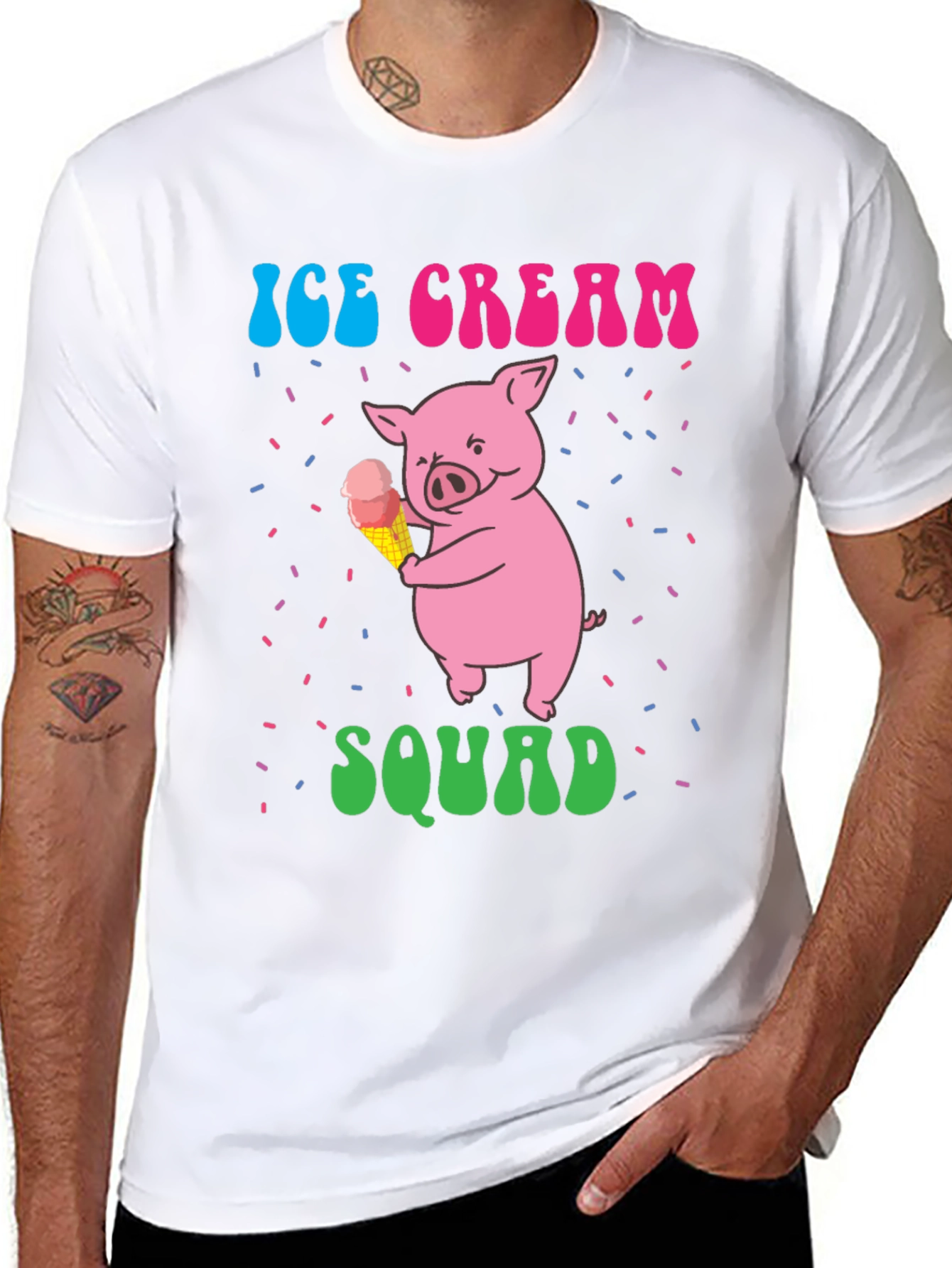 Black Ice Cream Pig Squad Tee view 8