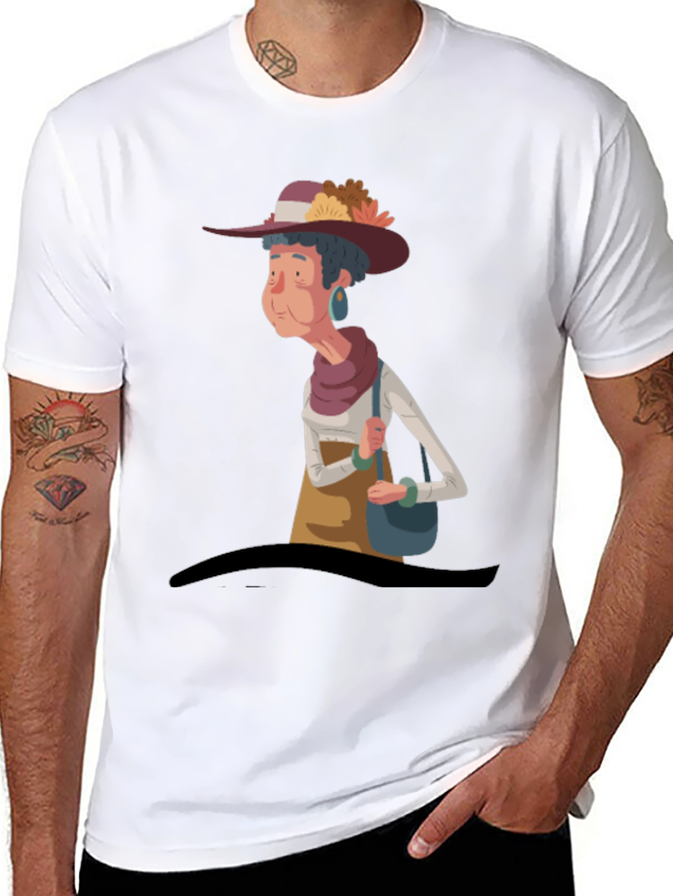 Black Cartoon Grandma T-Shirt view 8