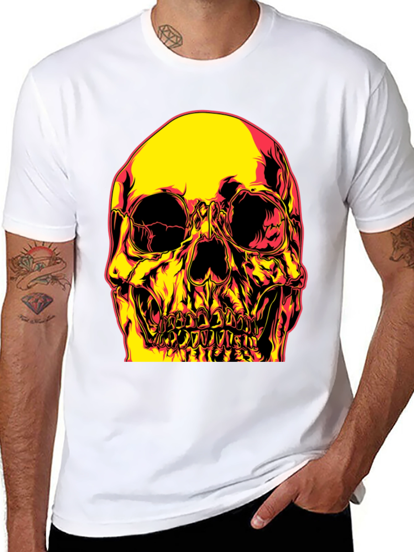 Black Skull Graphic Print Black T-Shirt view 8