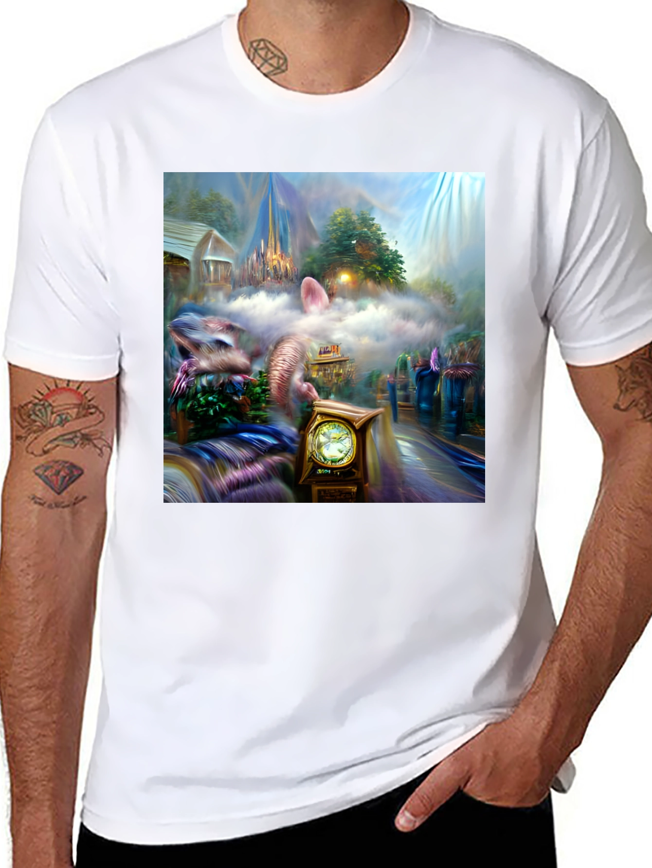 Black Surreal Fantasy T-Shirt view 8