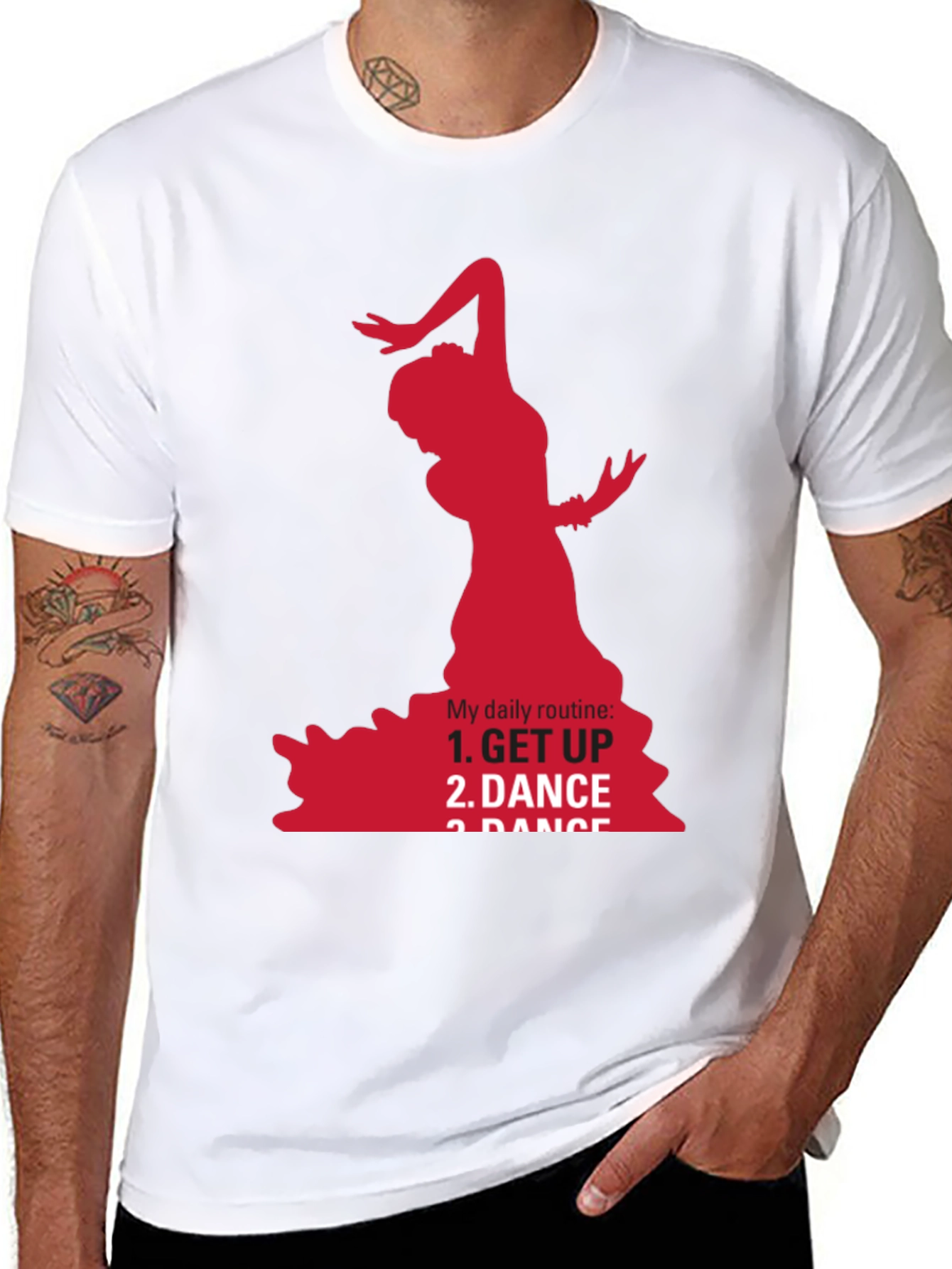 Black Flamenco Dancer Graphic Tee - Daily Routine T-Shirt view 8