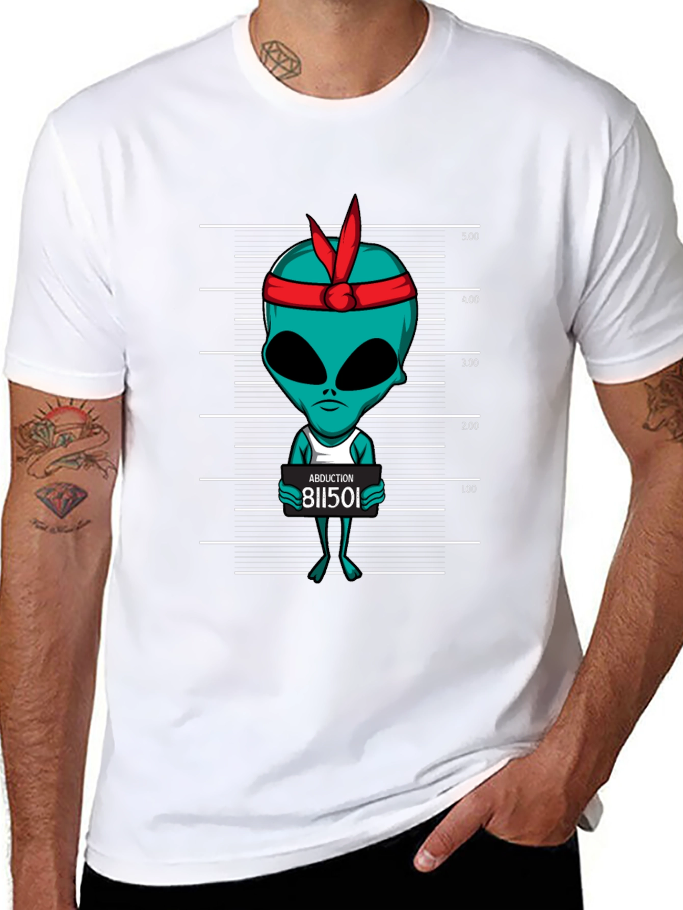 Black Alien Mugshot Graphic Tee - Abduction T-Shirt view 8