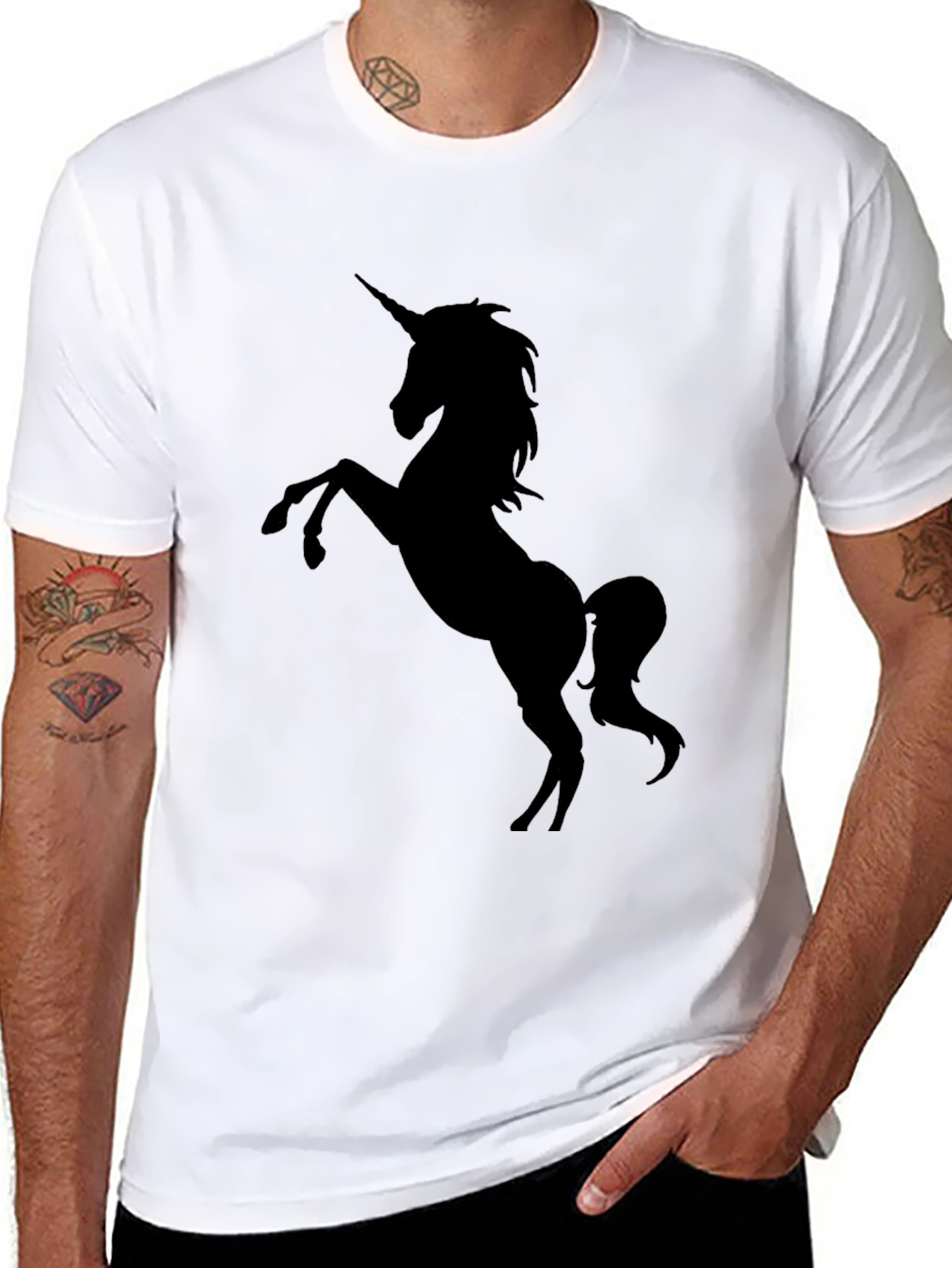Black Unicorn Graphic Tee - Black Cotton T-Shirt view 8