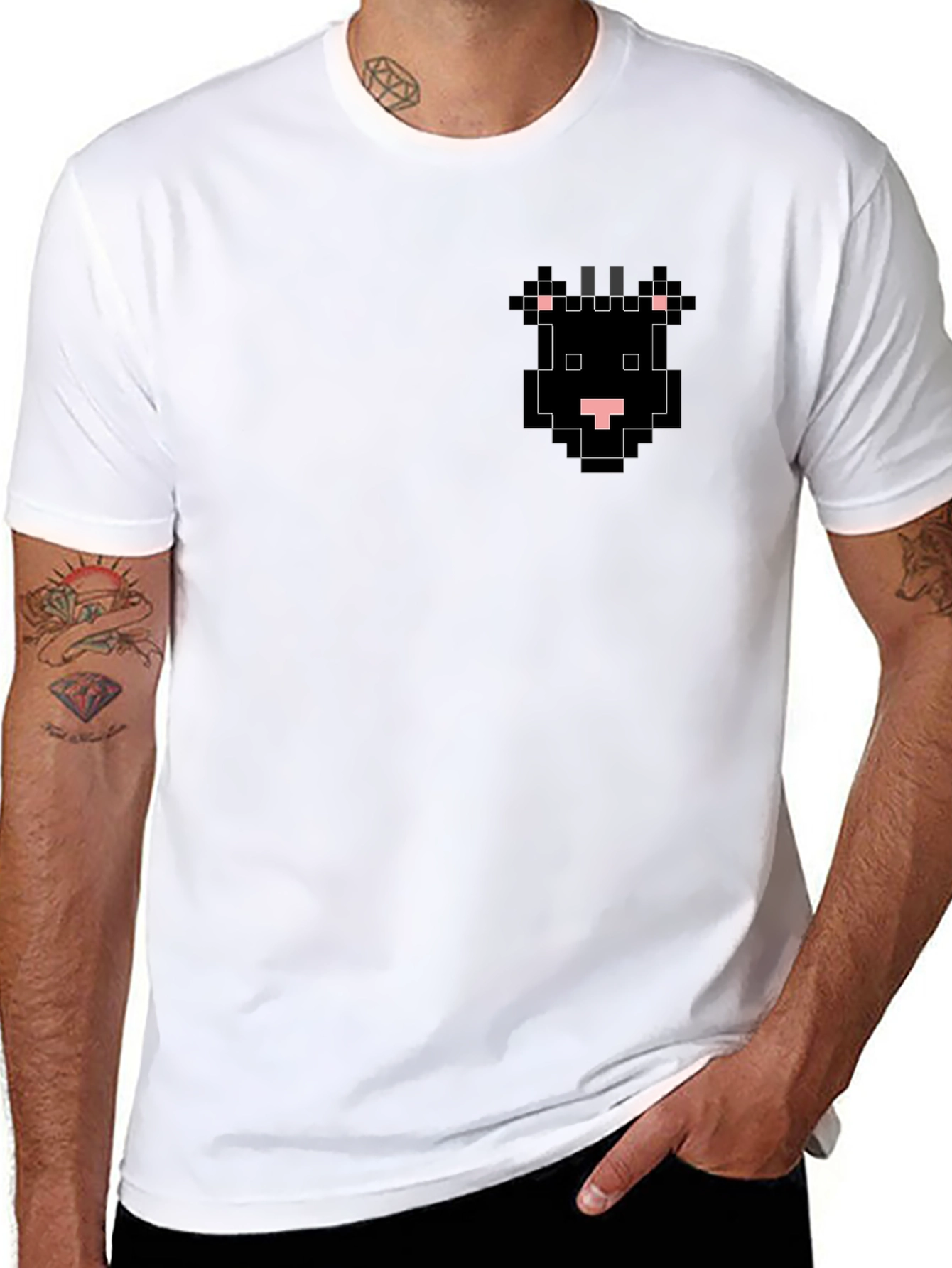 Black Pixel Cow Black T-Shirt - Unique Design view 8
