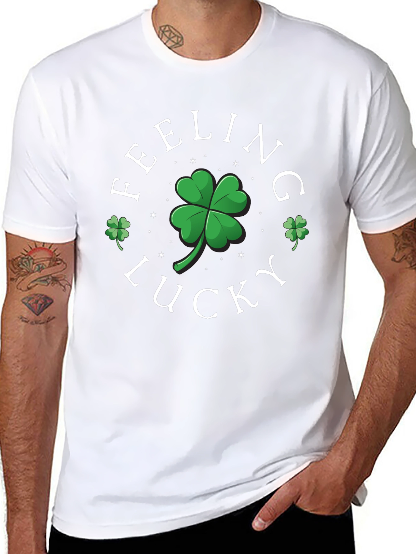 Black Feeling Lucky Shamrock Graphic Tee view 8