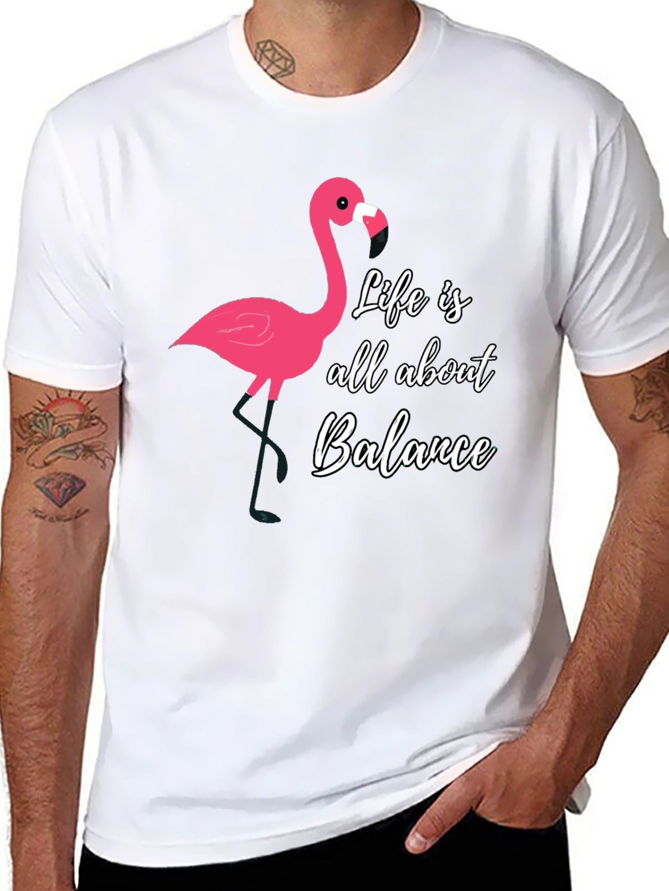 Black Life Balance Flamingo Graphic Tee - Men's view 8