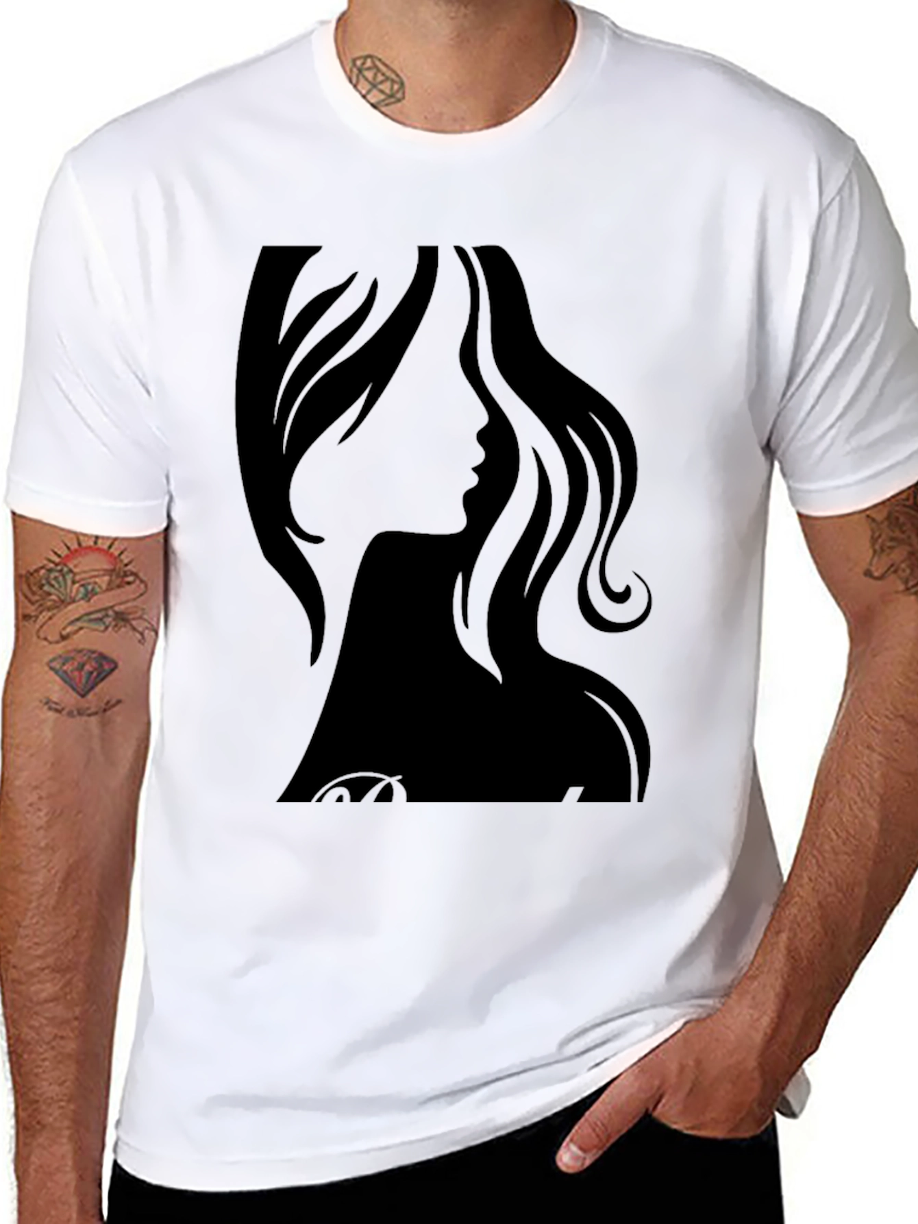Silhouette Woman Graphic Black T-Shirt - 8