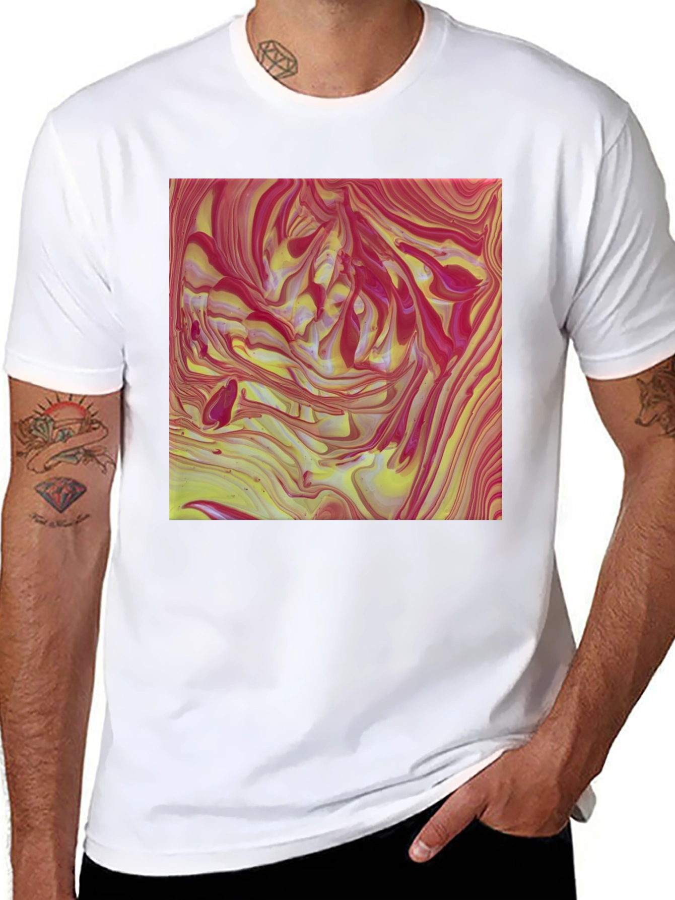 Black Abstract Swirl Art T-Shirt view 8