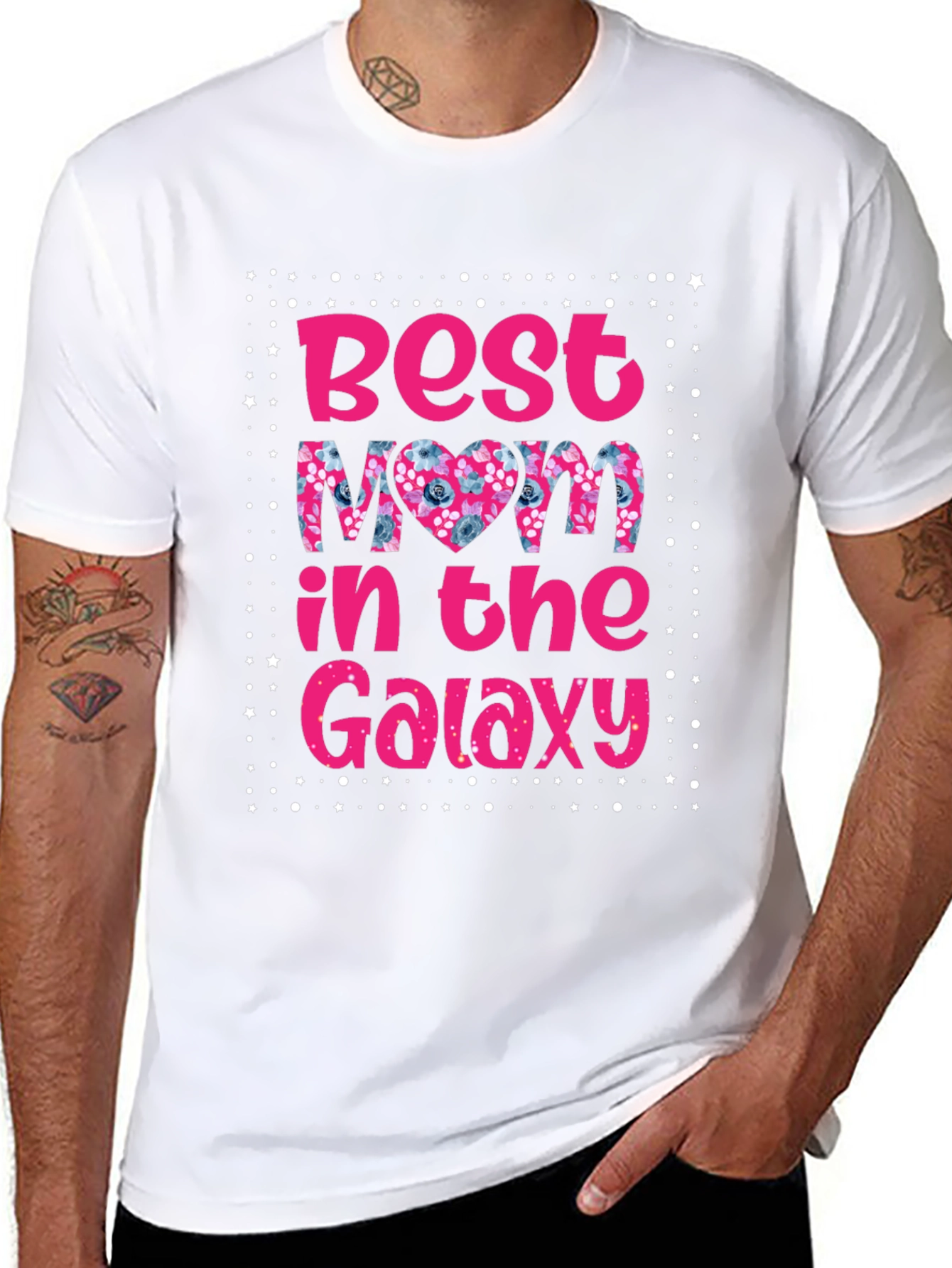 Black Best Mom in the Galaxy T-Shirt view 8