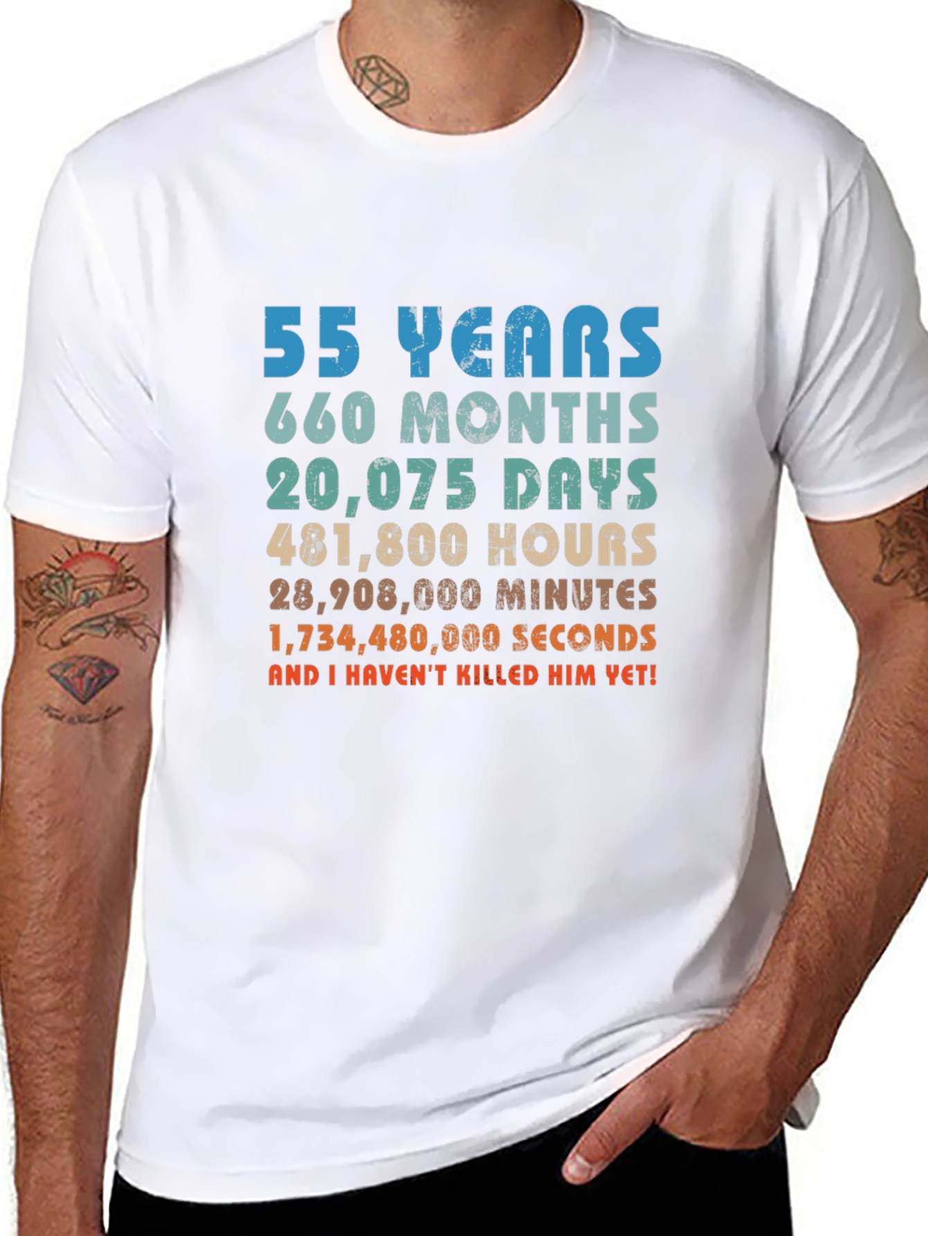 Black 55 Years and I Haven't Killed Him Yet! Graphic T-Shirt view 8