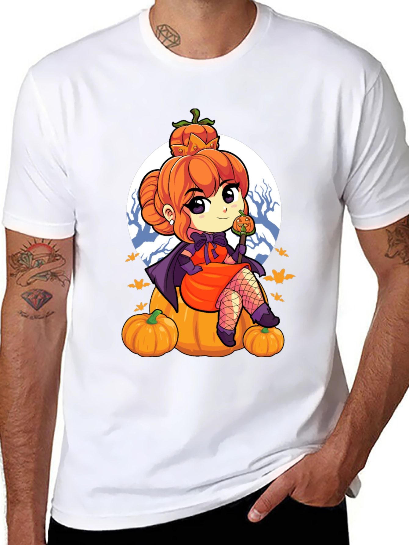 Black Halloween Anime Girl T-Shirt view 8