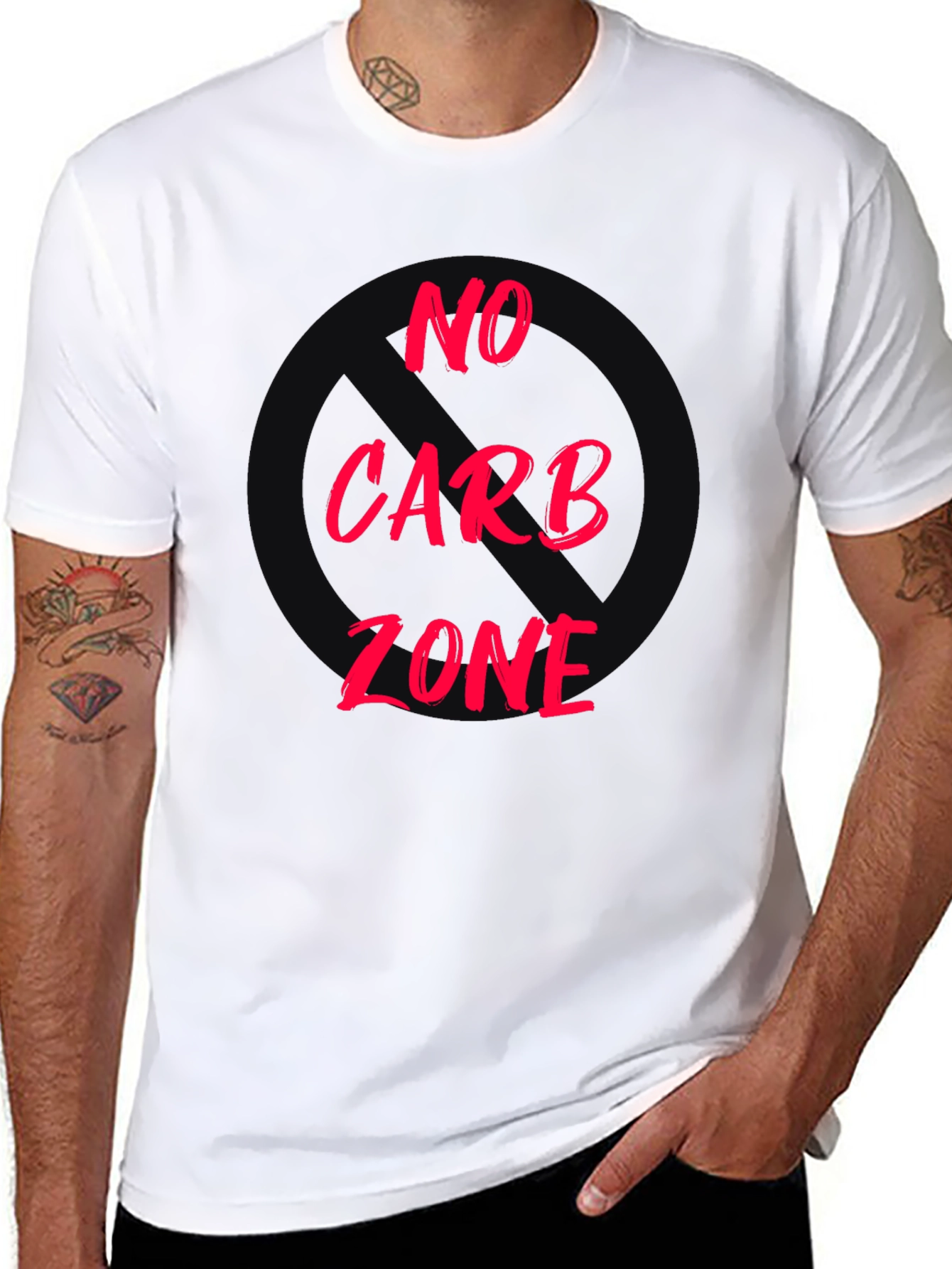 Black No Carb Zone Black T-Shirt view 8