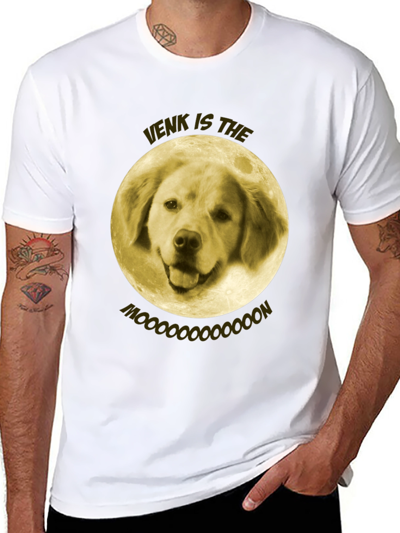 Black Venk Is The Moooon T-Shirt - Golden Retriever Dog view 8