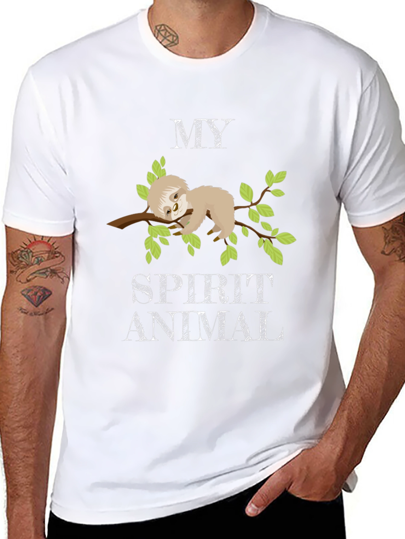Black Sloth Spirit Animal Graphic T-Shirt view 8