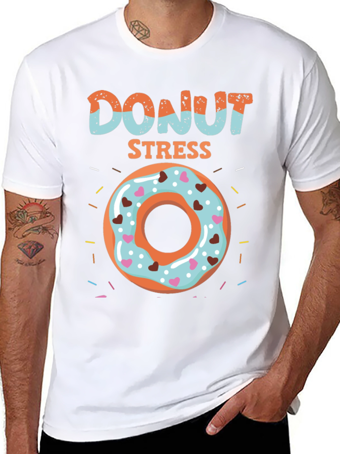 Black Donut Stress T-Shirt - Fun Foodie Apparel view 8