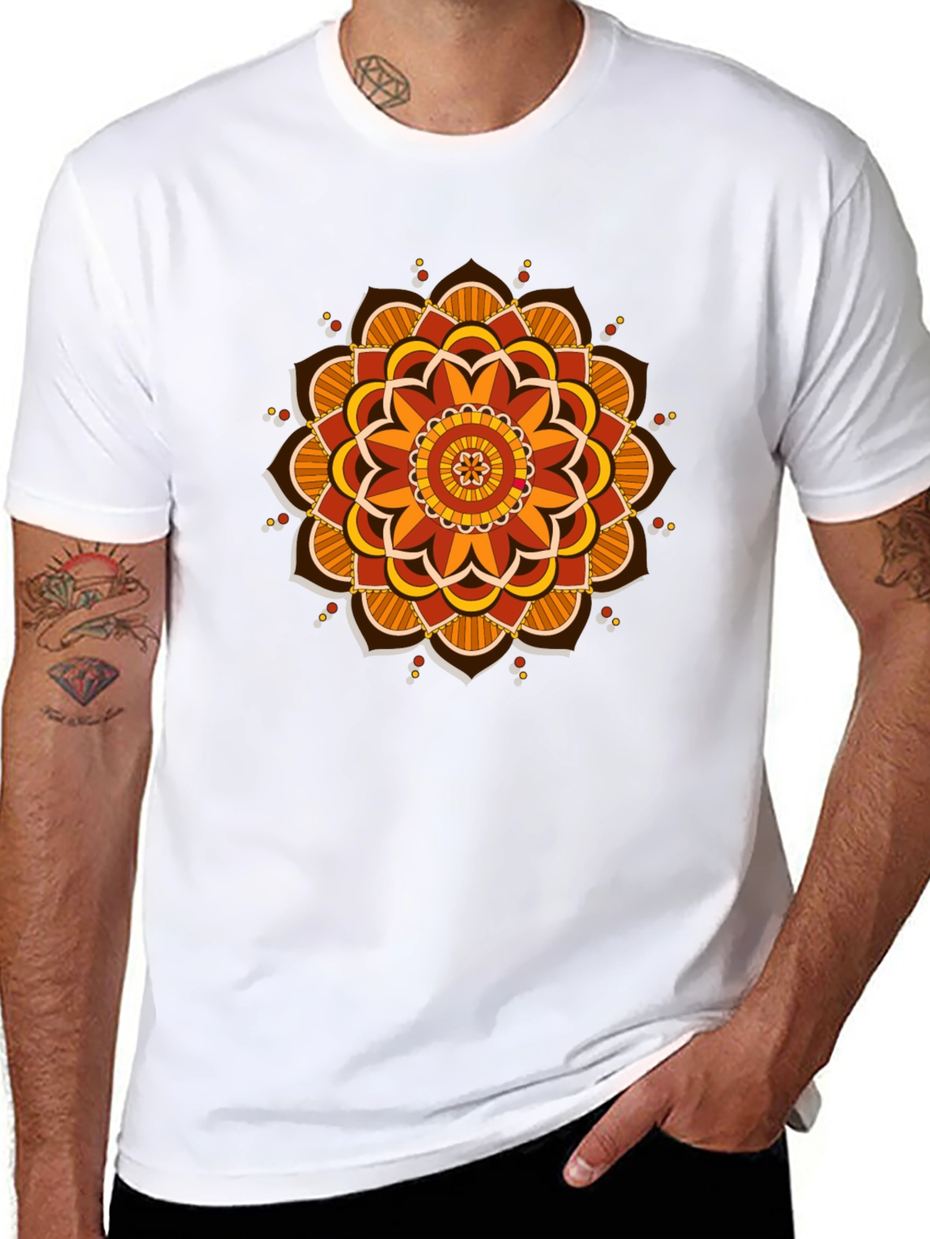 Black Mandala Graphic Tee - Black Cotton Blend view 8