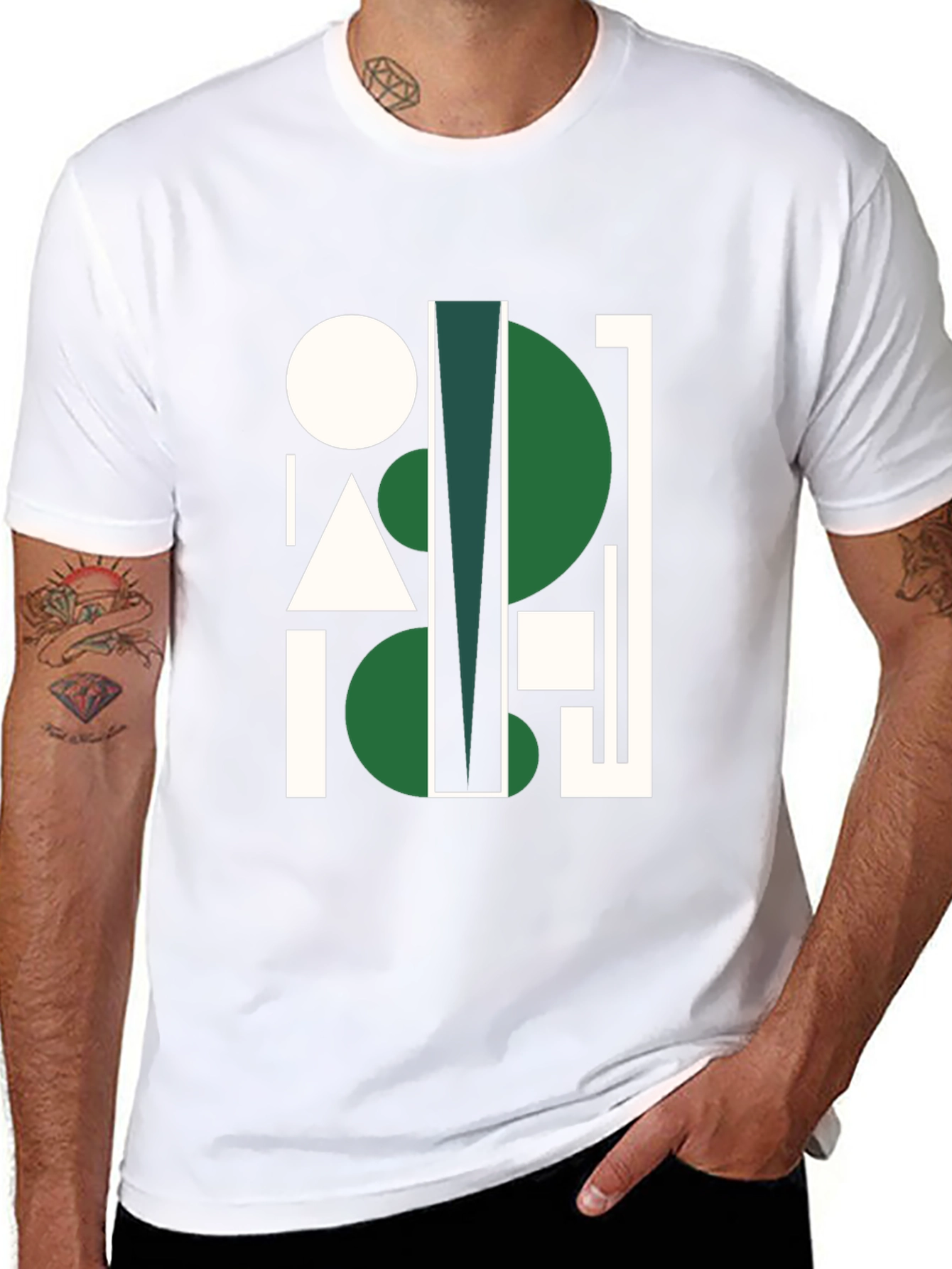 Black Geometric Abstract Black Graphic Tee view 8