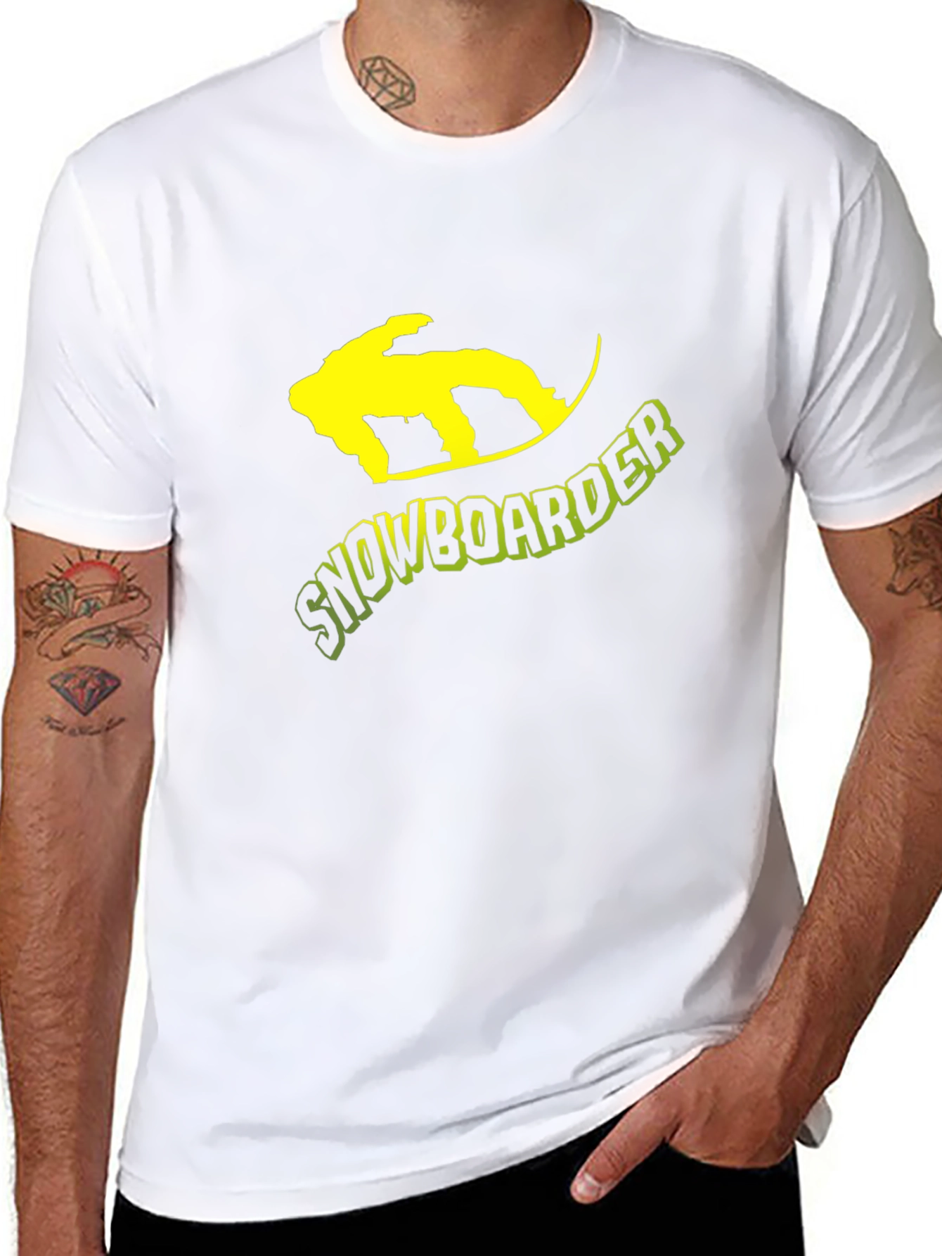 Black Snowboarder Graphic Tee - Black Cotton T-Shirt view 8